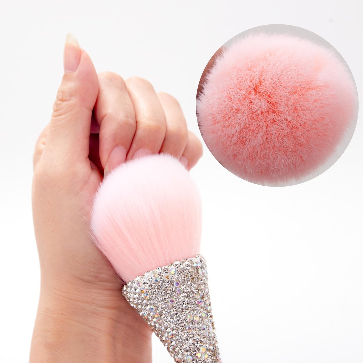 JERCLITY 1 Piece Powder Makeup Brushes Blush Brush Super Large Face Makeup Brushes Kabuki Brushes for Powder Cosmetic Nail Dust Brush Makeup Tool(White Diamond)