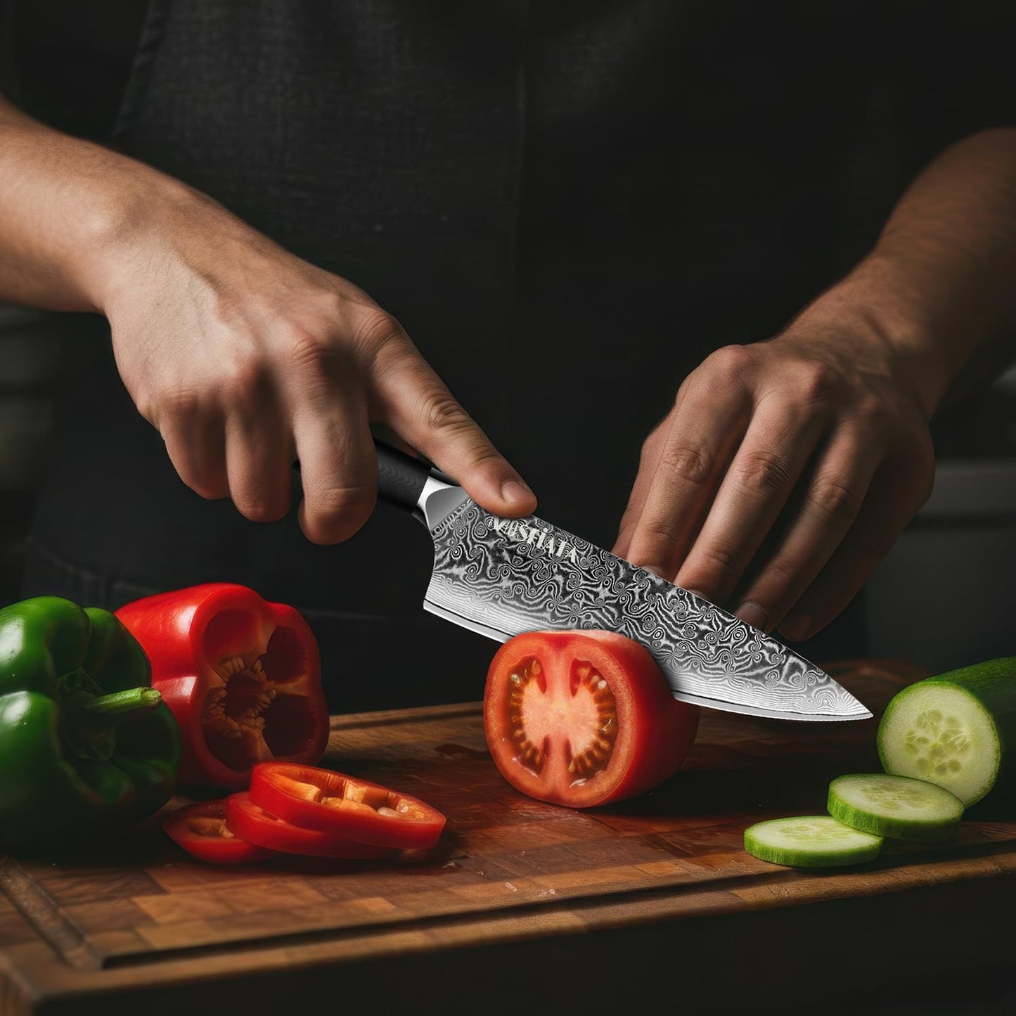MOSFiATA Damascus Chef Knife 8", Professional Sharp Kitchen Knife 67 Layers Damascus Stainless Steel VG10 Core, Chef's Knives Chopping Cooking Knife Set with Ergonomic G10 Handle Sharpener Gift Box