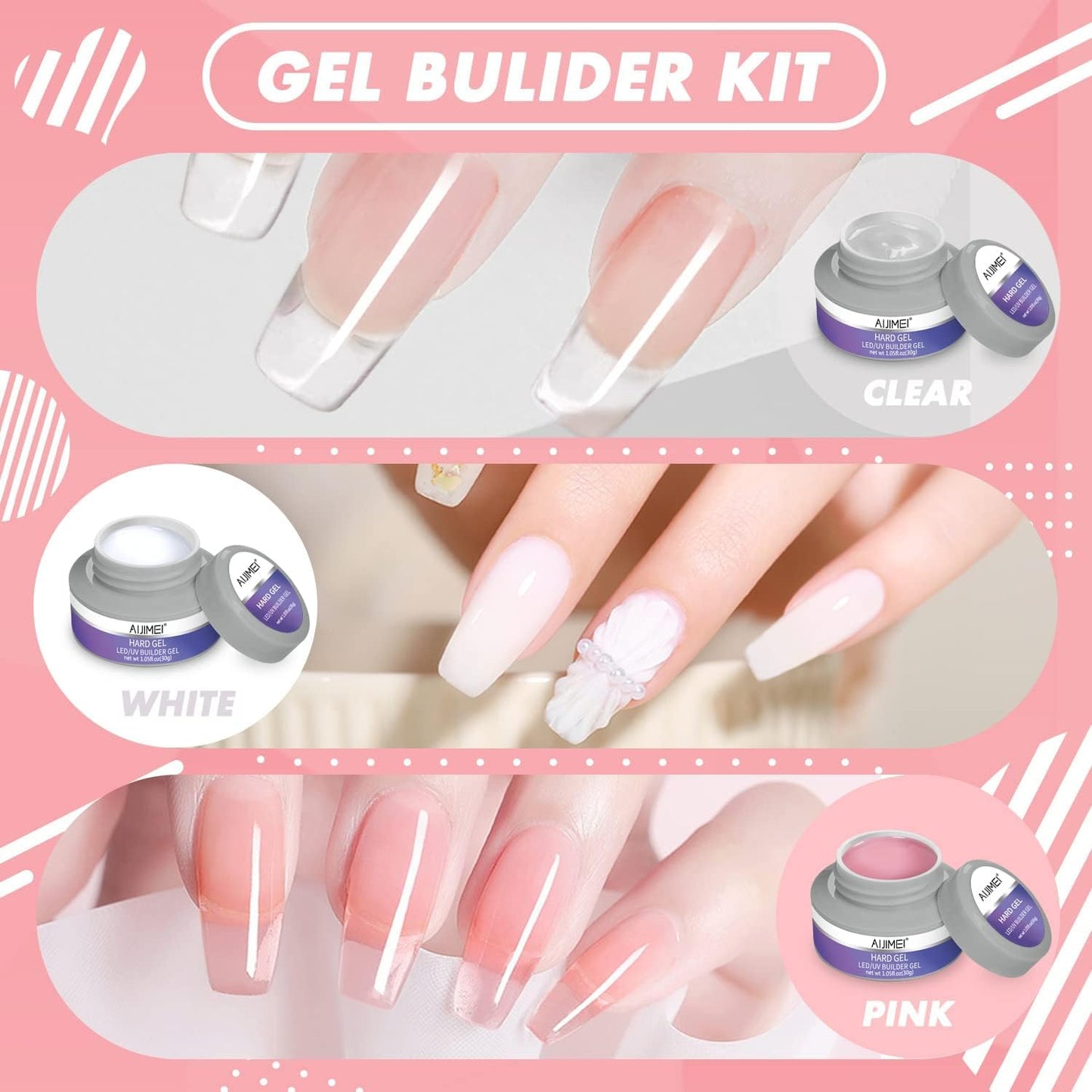 AIJIMEI Gel Builder Hard Gel Builder Gel Nail Gel Builder Gel for Nails Gel Extension Nail Kit for Nails Gel Builder for Nails Builder Gel in a Bottle (SETA)