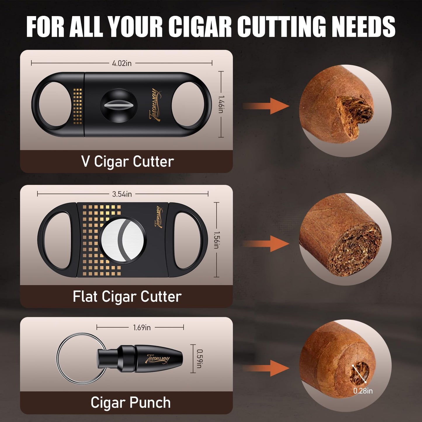 Tesonway Cigar Humidor, Cedar Wood Humidor Cigar Box, Glass Top Desktop Humidor with Front Hygrometer, Humidifier, Divider, Accessories Drawer and Combination Lock, Cigar Gifts for Men (Black)