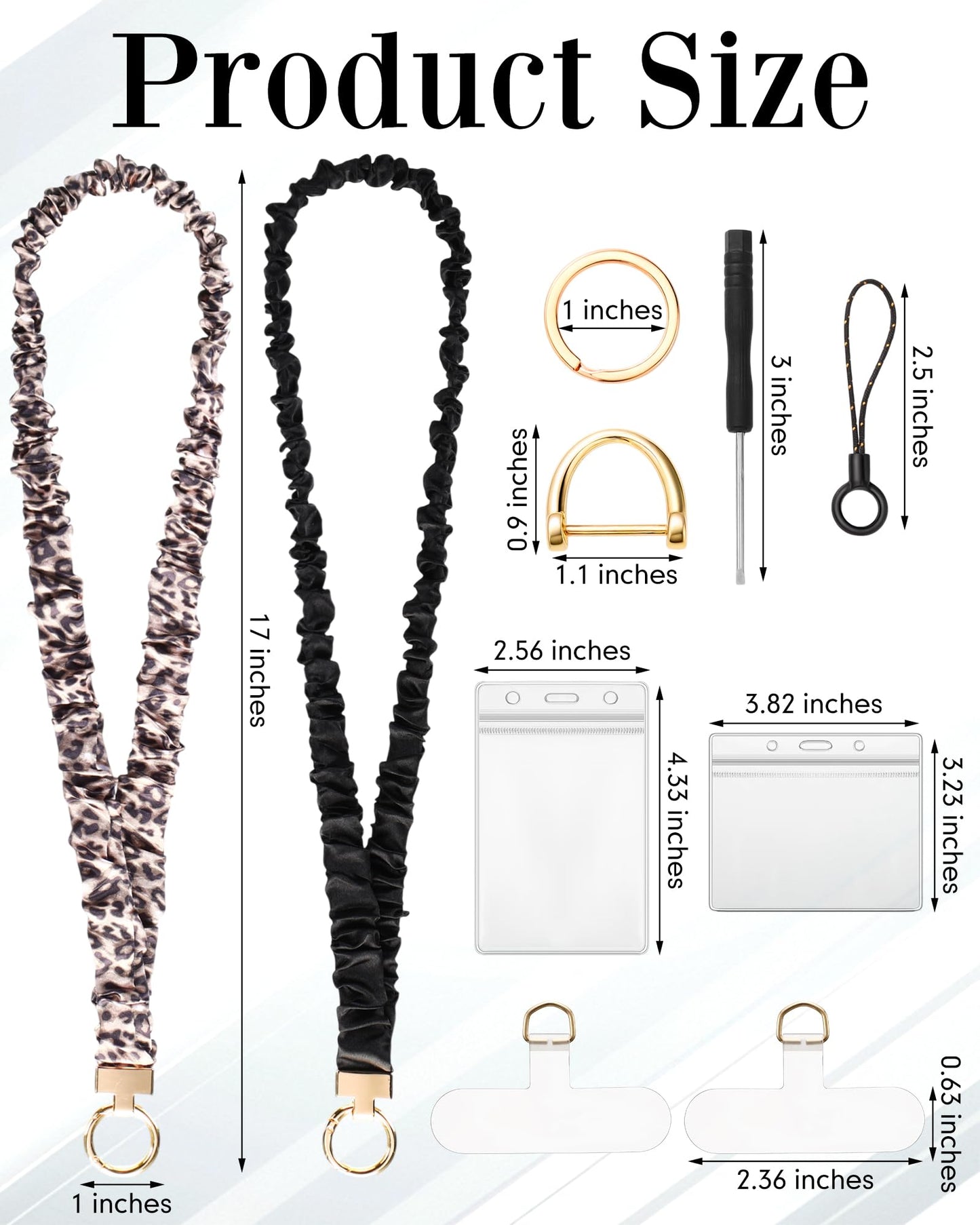 Dunzoom 2 Set Leopard Teacher Lanyard Scrunchie for ID Badges, Stretchy Scrunchie Lanyard with ID Badge Holder, Cute Cheetah Print Badge Necklace for Women Office Teacher Gift