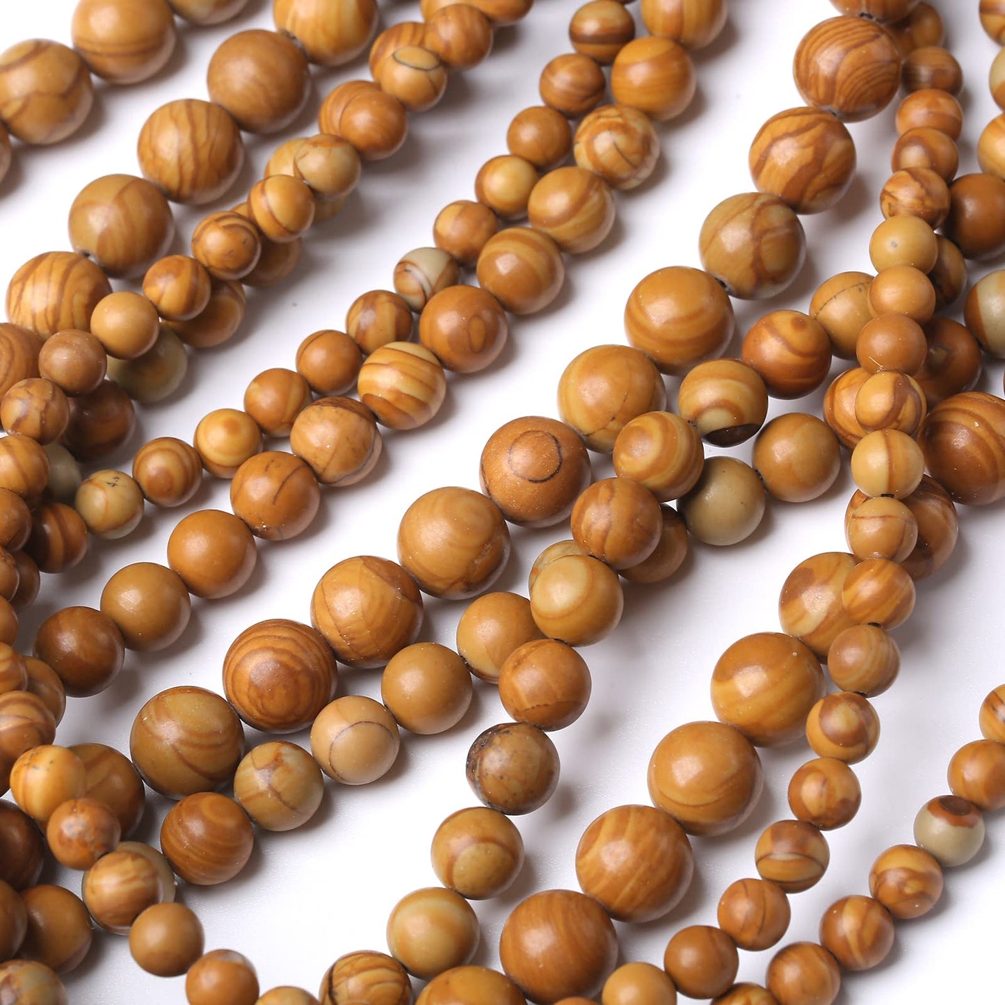 60PCS 6MM Natural Woodgrain Jasper Stone Beads Round Shape Suitable for Jewelry DIY Bracelet 15 Inches