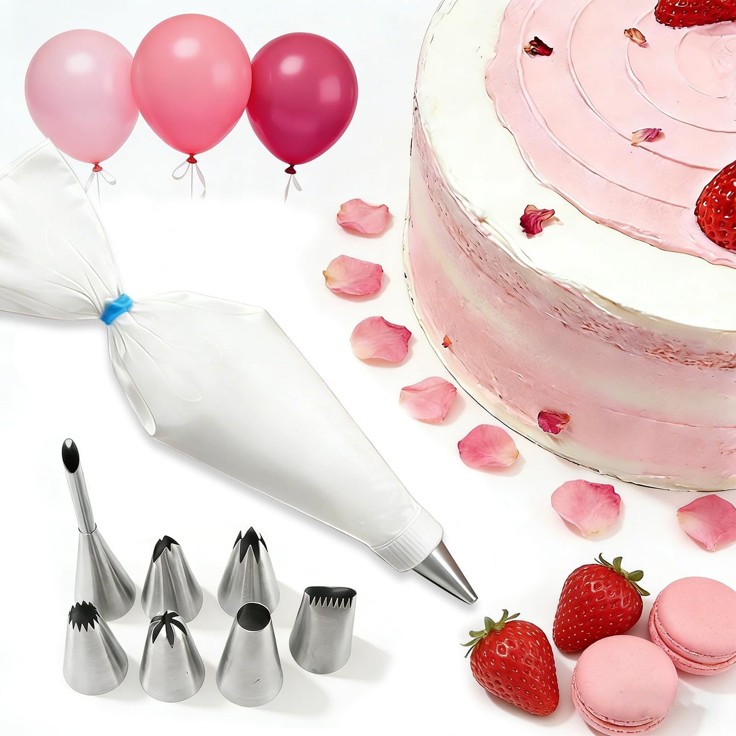 Reusable Piping Bags and Tip Set,16inch Pastry Bags,for Cake Decorating Kit and Home Baking,Frosting Piping Kit,15PCS,Cake Piping Kit, Easy to Clean