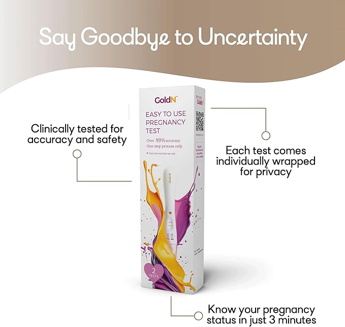 GoldN™ Easy to Use Pregnancy Test | Early Detection HCG Test for Women | Fast & Clear Results in Minutes | Midstream, Mess-Free Design | 2 Tests for Reliable Pregnancy Confirmation