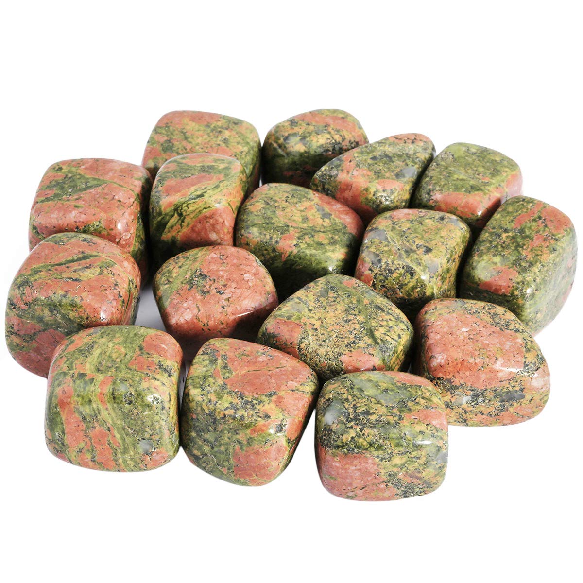 Rockcloud 1 lb Tumbled Polished Stones Gemstone Supplies for Wicca,Reiki,Healing Crystal,Unakite