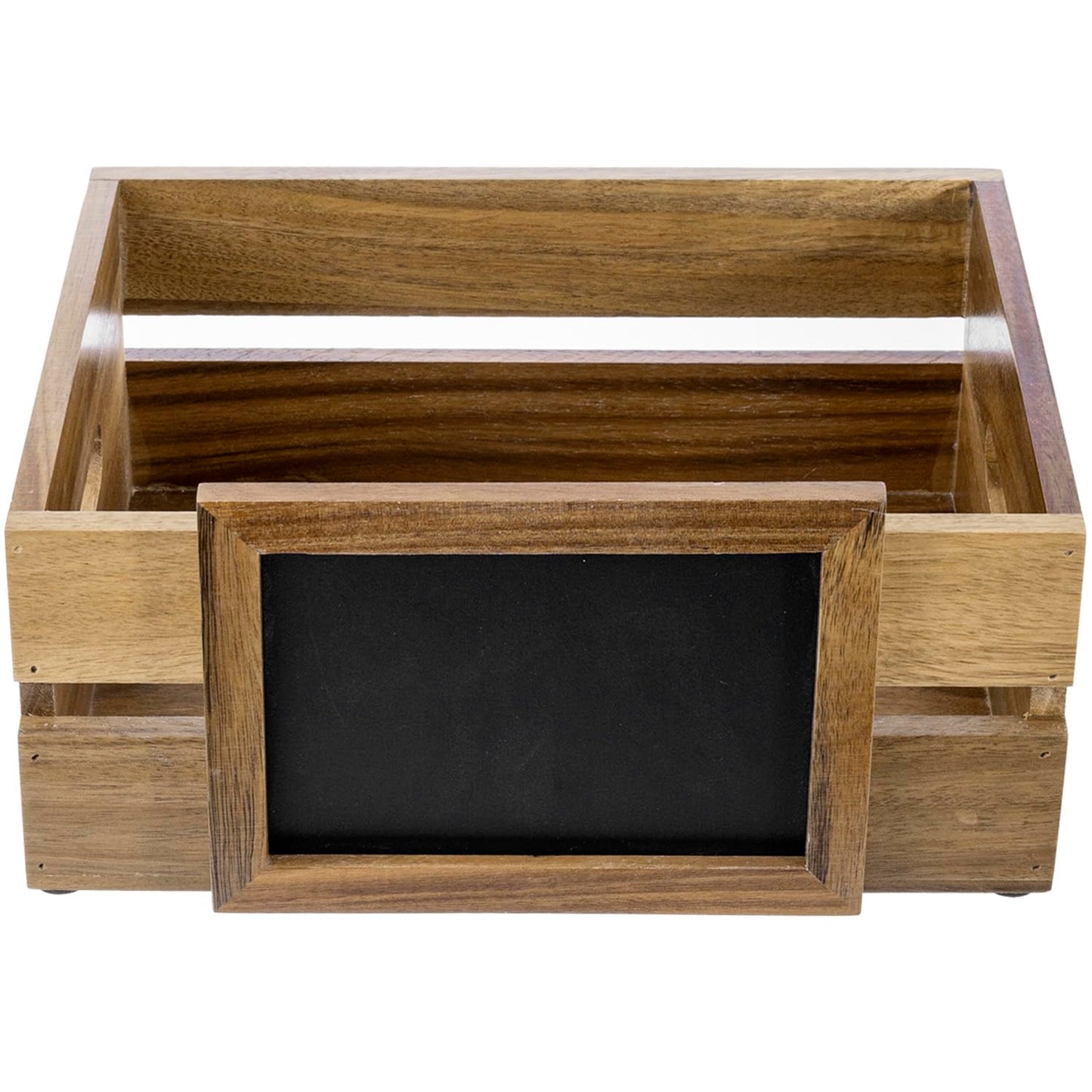 MyGift Premium Acacia Wood Tabletop Decorative Storage Crate, Guest Gift Card Box with Chalkboard Label for Wedding Birthday Graduation Party