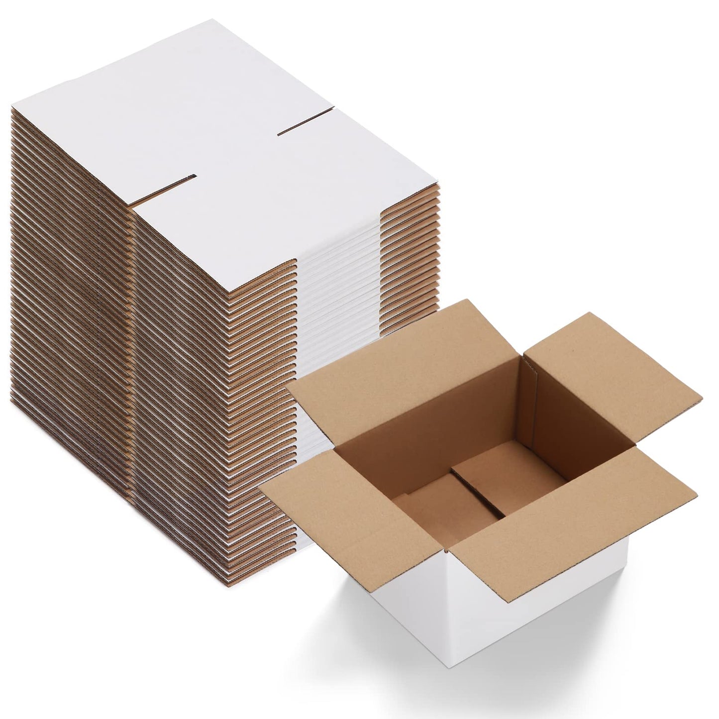 Calenzana 8x6x4 Shipping Boxes Set of 40, White Corrugated Cardboard Box for Mailing Packing Gifts Small Business