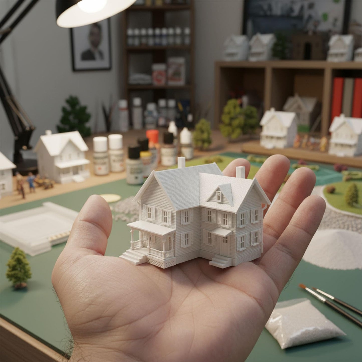 2PCS N Scale Model Blank Buidlings Kit Unassembled House for Model Train Layout Diorama JZN5885JJ (Two-story-2PCS)