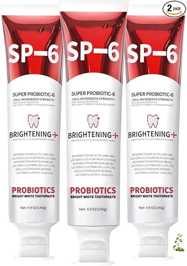 Sp-6 Probiotic Whitening Toothpaste, Sp-6 Super Whitening Toothpaste, containing whitening Teeth and Gum Health, Fresh Breath and Mint Flavor Enhancement Formula。 (3PC)
