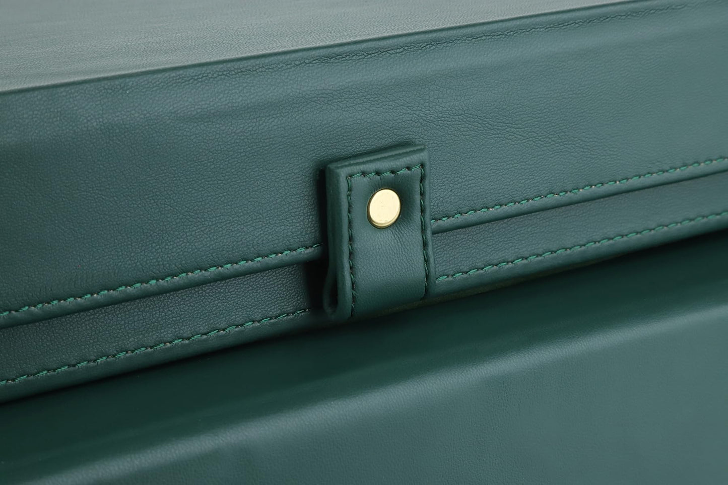 HofferRuffer Photo Storage Boxes with Dust-Proof Lid, Set of 2 Faux Leather Lidded Storage Bins, Photo, Jewelry, Scrapbooking Supplies, Keepsake Organizer for Elegant Home & Office Decor (Green)