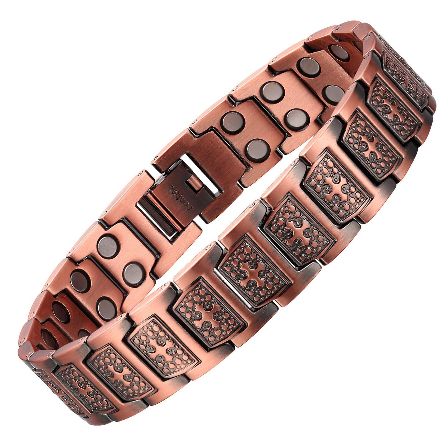 MagEnergy Copper Bracelet for Men, Cross Copper Magnetic Bracelet with Ultra Strength Magnets, Adjustable Link Jewelry Box Gift (Sizing Tool)