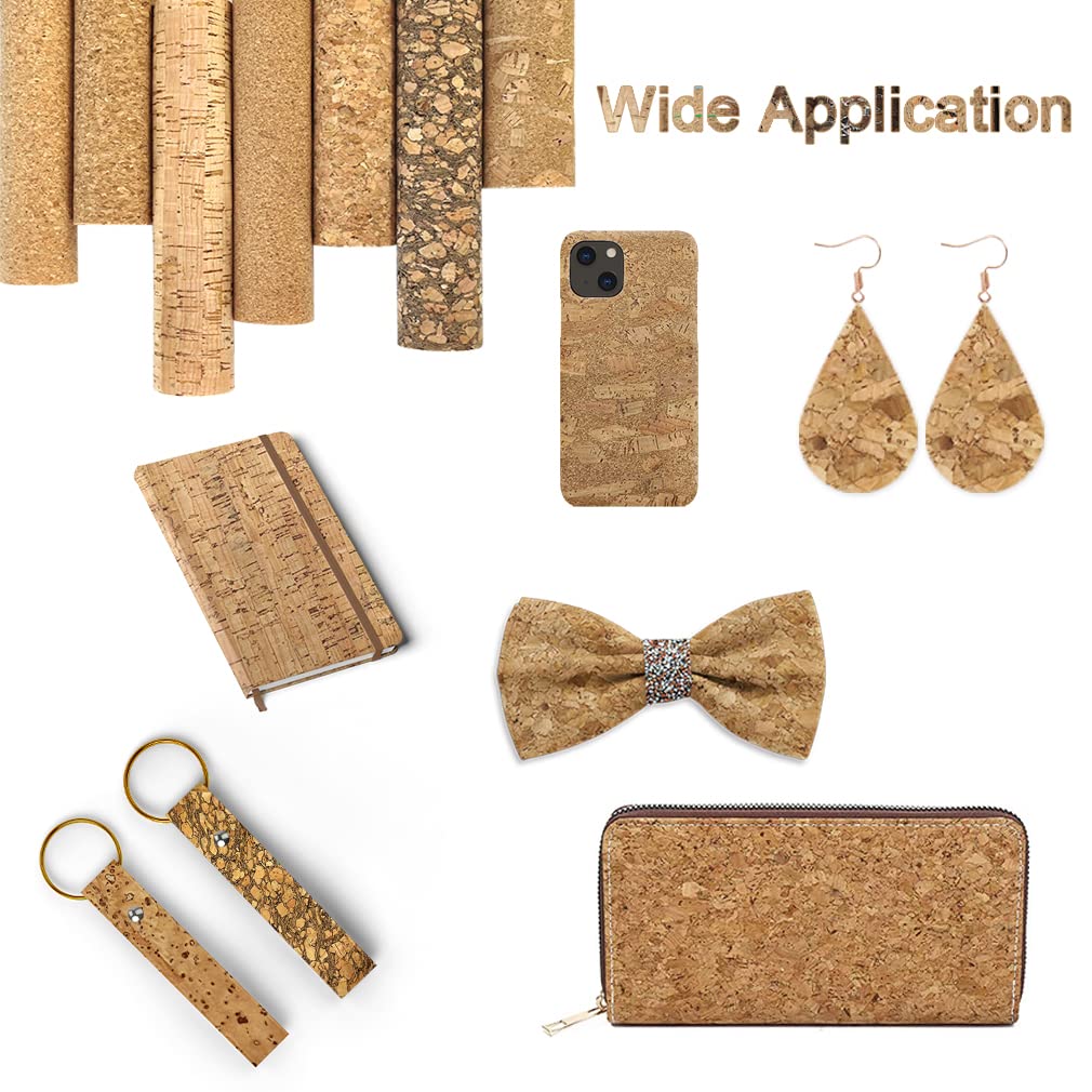 9 Pcs Soft Natural Texture Cork Faux Leather Sheets A4 Size Thin Real Cork DIY Crafts Fabric for Earrings Handbags Wallets Handicraft Accessories