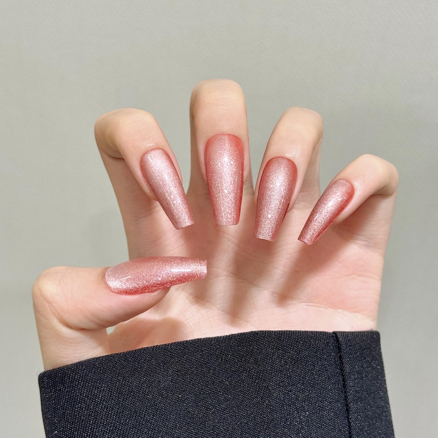 Red Cat Eyes Press On Nails,12 Sizes - 24 Pcs Soft Gel Medium Coffin Fake Nails Kit with Nail Glue, Natural Reusable Stick On False Nails for Women and Girls (Skycloud Red Nails) SK0980
