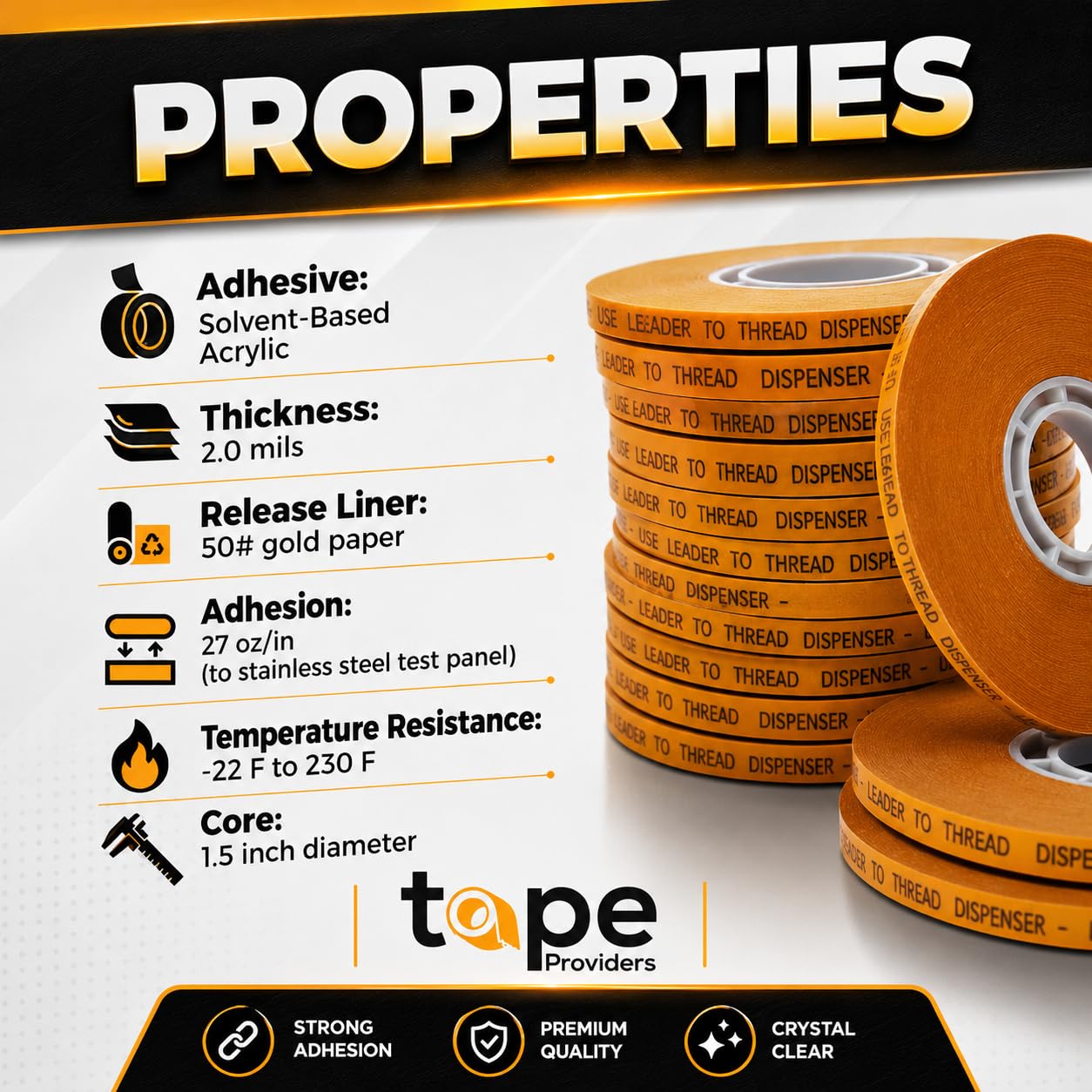 WOD General Purpose ATG Tape, 1/4 inch x 36 yds. (Set of 6 Rolls) Adhesive Transfer Tape Glider Refill Rolls Clear Adhesive on Gold Liner (Acid Free) RWATG20