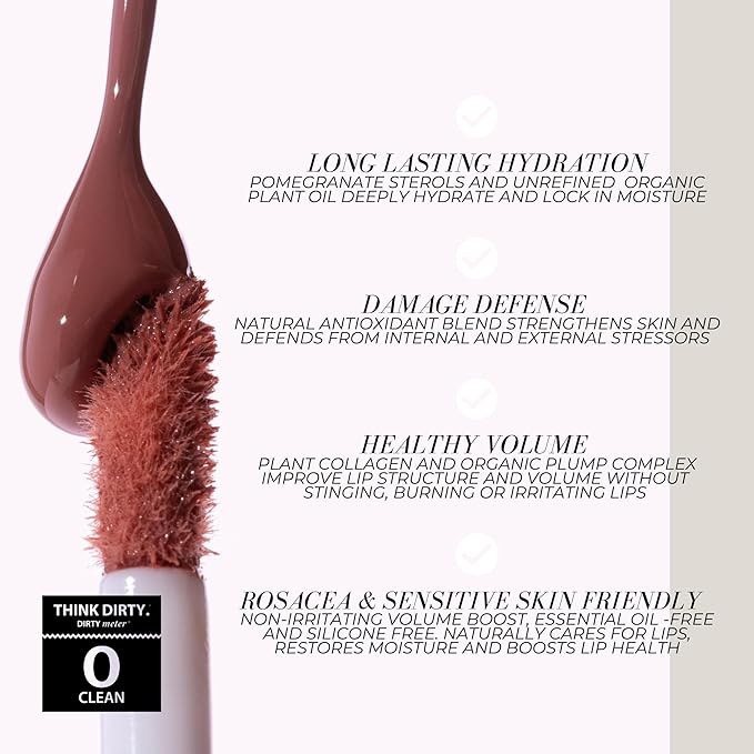 FITGLOW Beauty Lip Colour Serum | Hydrating Lip Gloss | Plumping Anti-Aging Lip Treatment | Natural Shine with Pomegranate Sterols & Collagen | Buildable Color for Dry Chapped Lips | Beach Glow - 10g