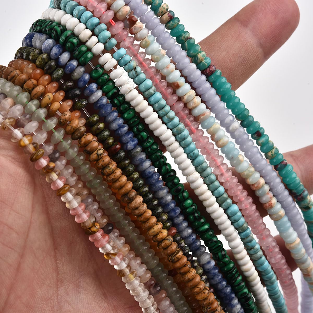 170pcs 4x2mm Natural White Turquoise Disk Rondelle Spacer Stone Semi Precious Gemstone Loose Beads for Jewelry Making 15 Inch