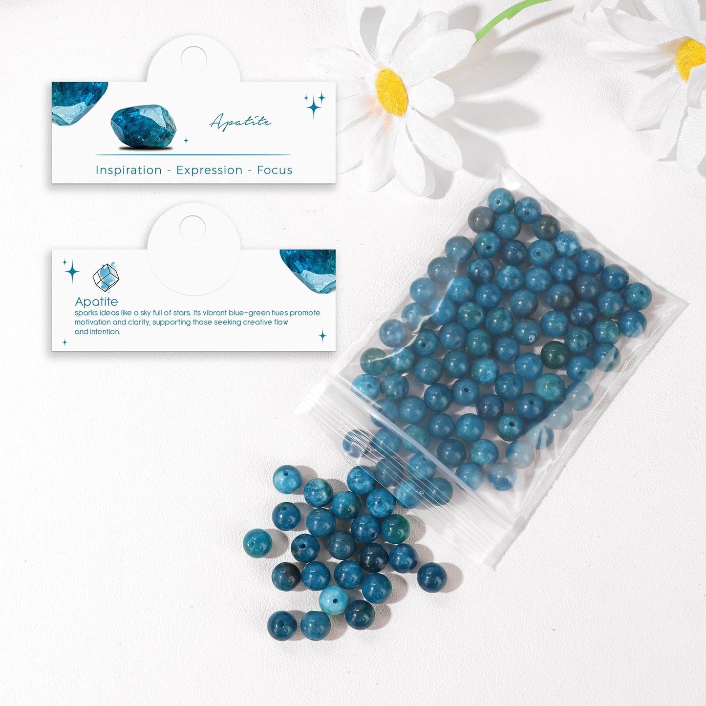 Raicegs 100pcs 8mm Apatite Beads Natural Gemstone Beads Round Loose Beads for Jewelry Making DIY Bracelets Necklace