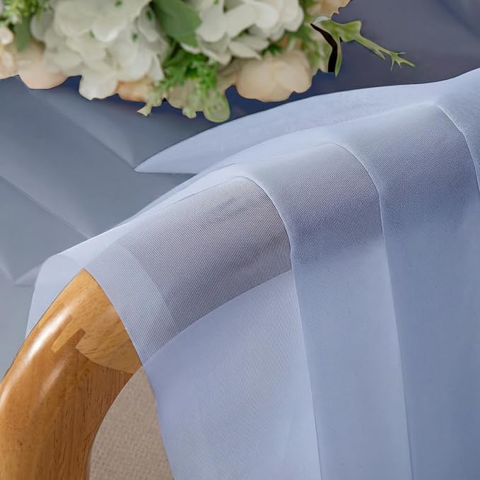 Lecloud Denim Blue Sheer Curtains 96 Inches Long 2 Panels, Rod Pocket Light Filtering Window Curtains for Living Room Bedroom Dining Room, Voile Airy Elegant Balcony Drapes, Each Panel 42" W x 96" L