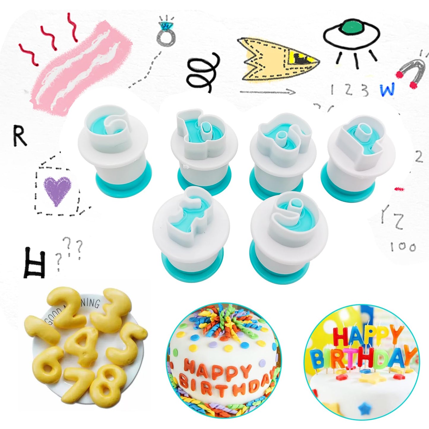 26PCS/Set Cookie Stamp Impress Cookie Cutters Alphabet Letter Cake Biscuit Mold Letter Shape DIY Cookie Biscuit Alphabet Cake Tool Embosser Cutter (Lower Case Shape with Number)
