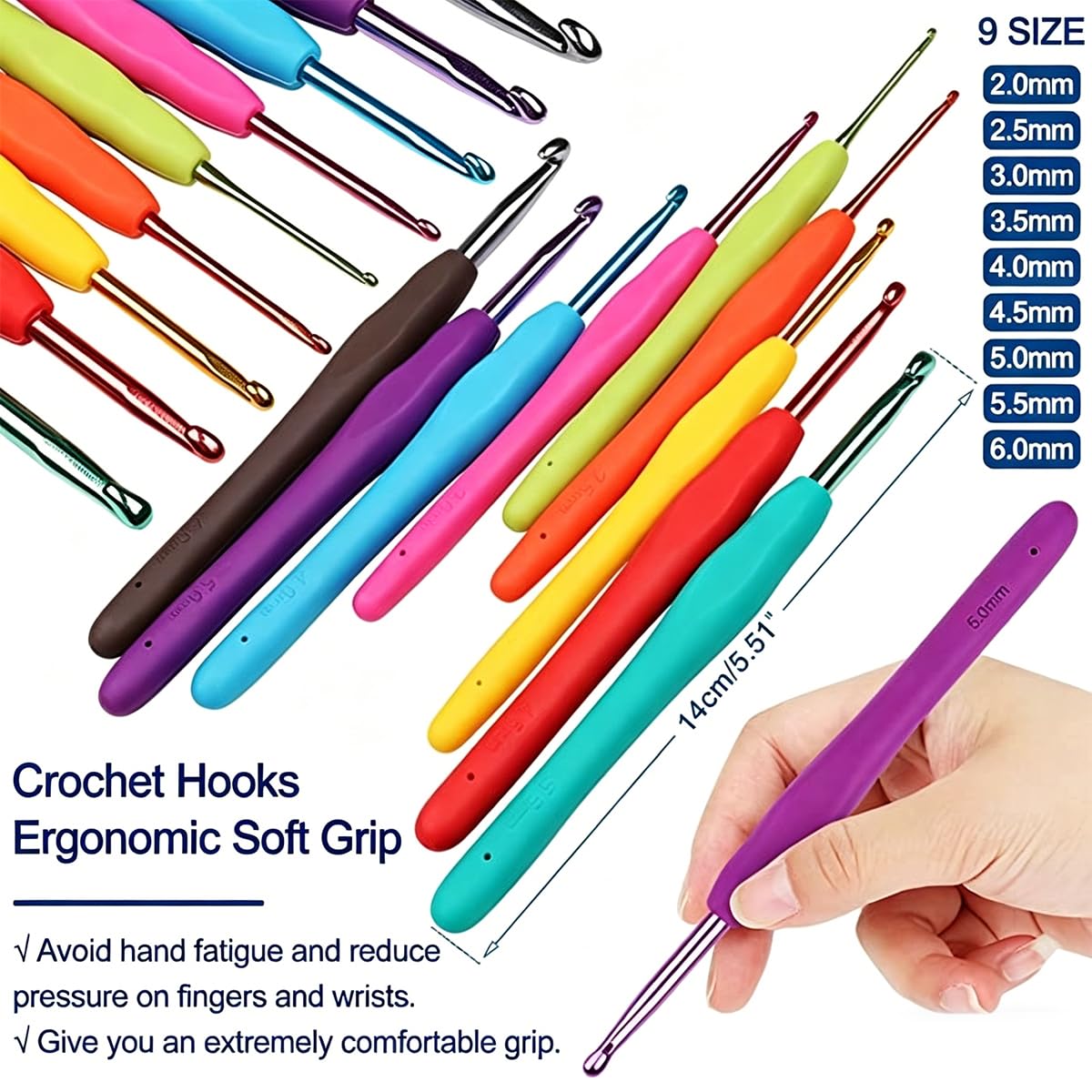Hntess 118Pcs Crochet Kit for Beginners, Premium Knitting & Crochet Supplies Set with 12 Yarn Spools, 21 Crochet Hooks, 6 Sewing Needles & Storage Case, Complete Starter Crochet Kit for Adults Kids