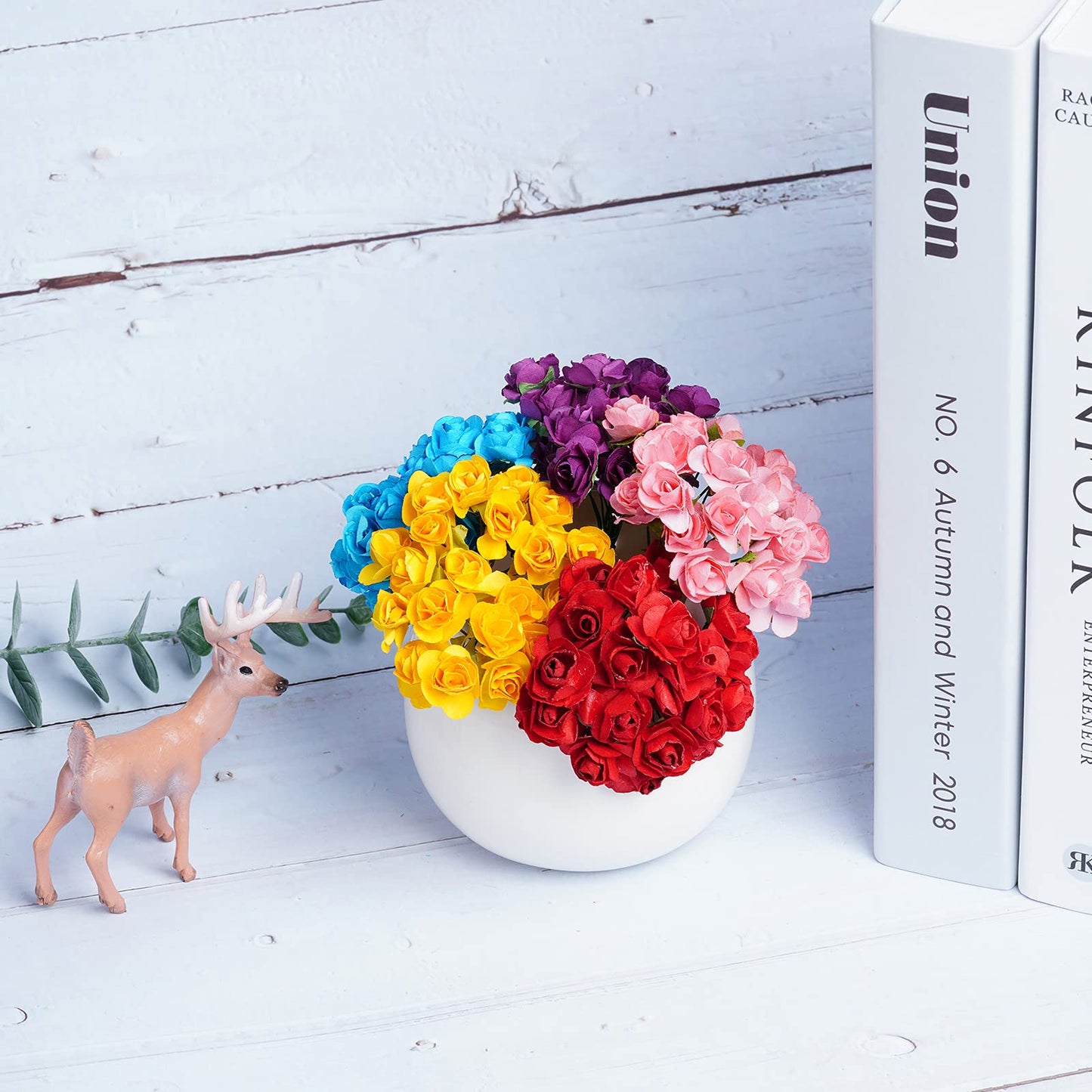 Haakong 240Pcs Artificial Paper Rose Mini Rose Flower Mini Paper Flower Crafts Artificial Paper Flowers (Random Color)