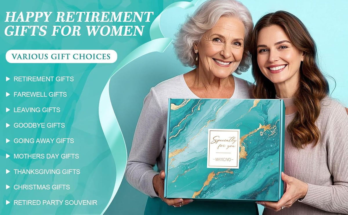 Happy Retirement Gift for Woman 2025, Funny Retirement Gifts for Women Coworkers, Cool Retired Gifts for Retirees Women Teacher Nurse Boss Friend Mom Grandma, Farewell Leaving Gift w/ Canvas Tote Bag
