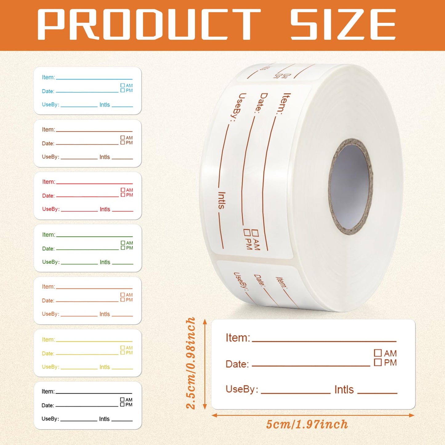 Sayglossy 3500 Pcs Removable Food Labels 1 x 2 Inch Food Storage Freezer Tape Roll Date Stickers Easy Write for Restaurant Freezer Refrigerator Plastic Containers