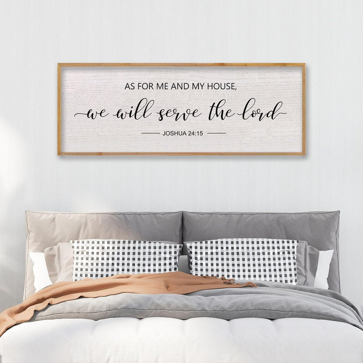 LuZhiQiang As For Me And My House We Will Serve The Lord Wall Decor Sign 40"X15" Bible Verse Religious Scripture Wall Art (Wood)
