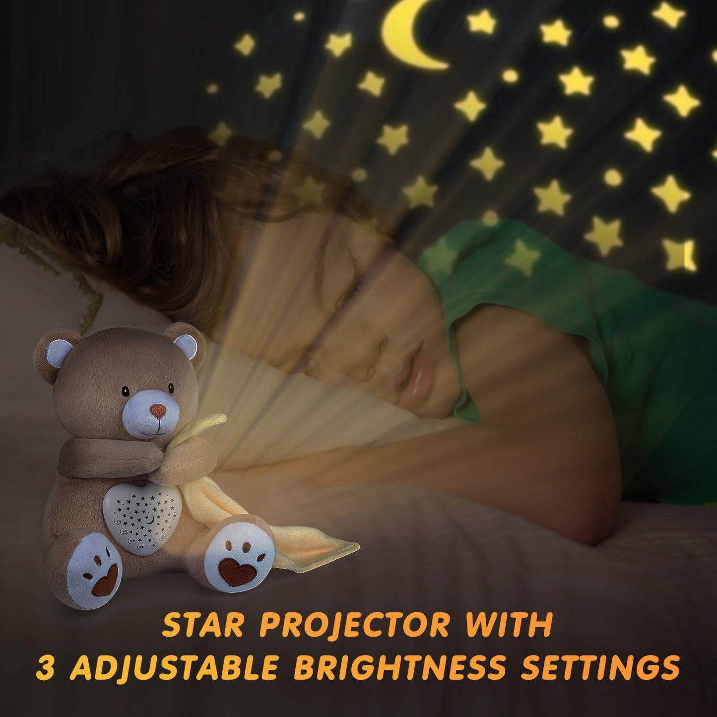 BEREST Baby Sleep Solutions Bundle: A13 White Noise Machine (15 Soothing Sounds, Cry Sensor) & Rechargeable Sleep Soother Bear (Mom's Heartbeat, Lullabies) with Night Light Projector for Nursery | Bab