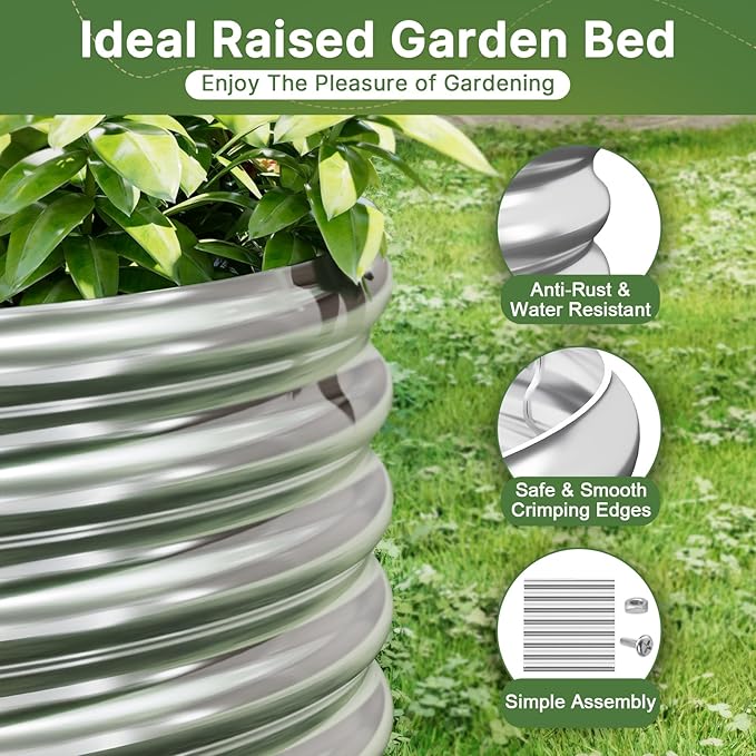 2 PCS Tall 8x3ft Galvanized Raised Garden Bed Outdoor, Metal Garden Bed for Vegetables, Above Ground Garden Box for Flower, Steel Raised Beds for Gardening