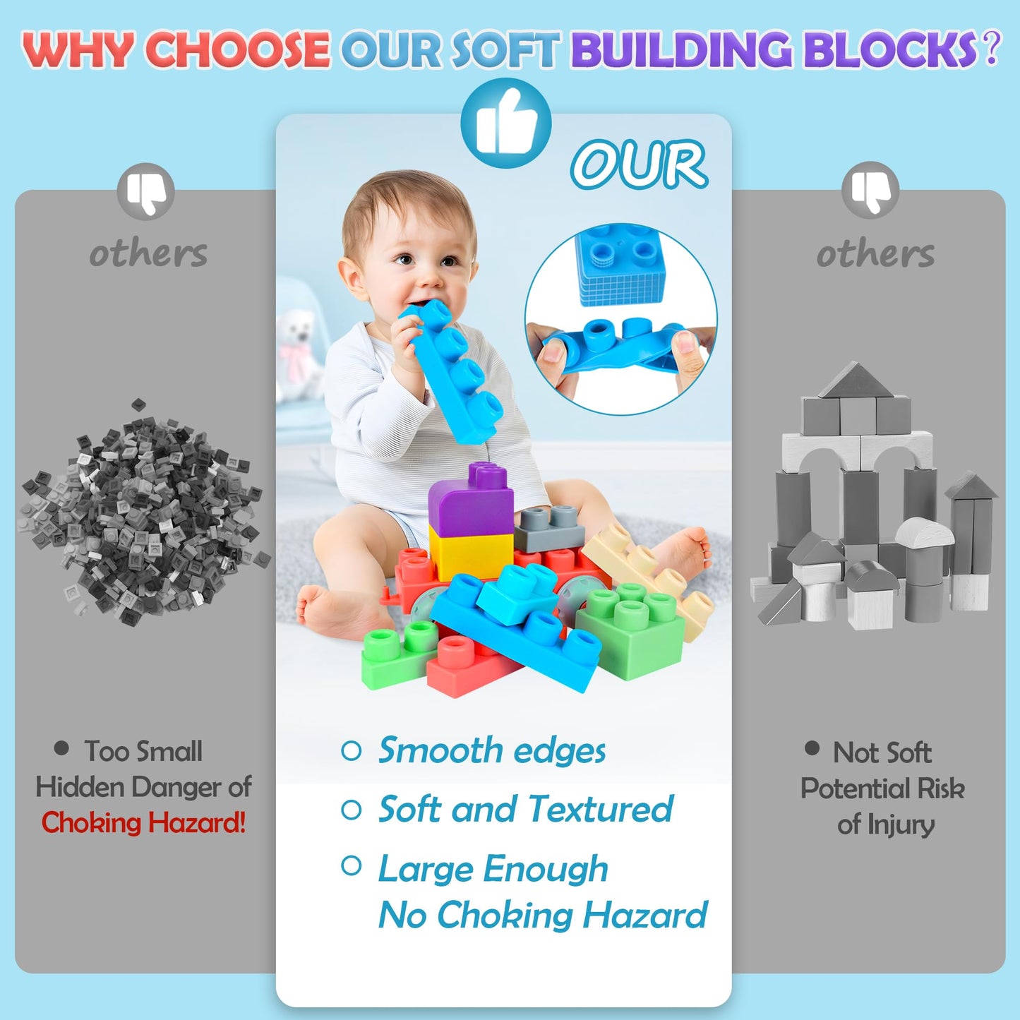 Soft Building Blocks for Toddler, Blocks for Kids 6 Months and up, Large Creative Stacking Blocks 20 PCS STEM Blocks and Sensory Balls Montessori Toys for Babies 6-12 Months, Baby Sensory Toys Turtle
