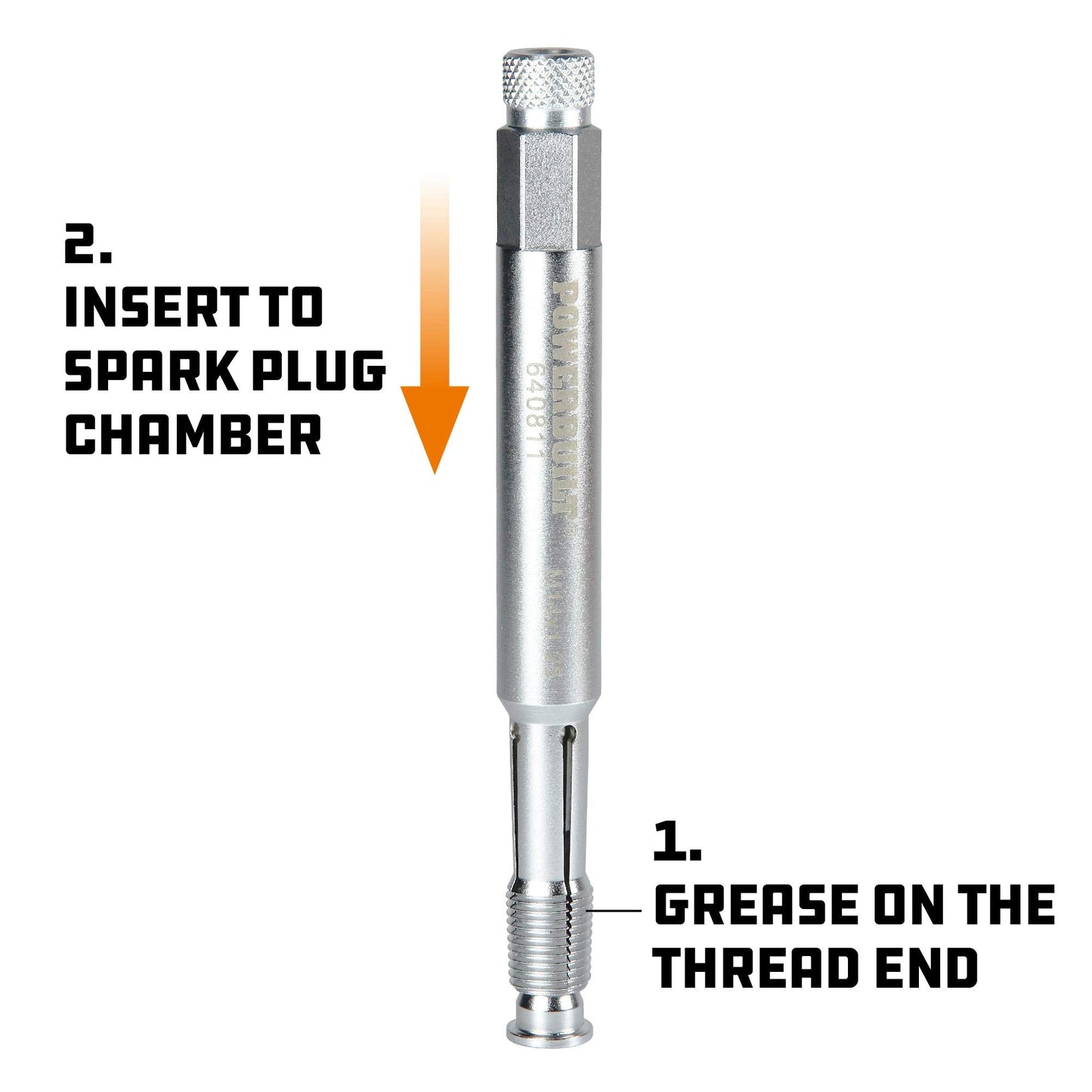Powerbuilt 14mm Back Tap Spark Plug Thread Repair Tool, Straightening Tool, Motorcycle Spark Plugs, Repairs Damaged Threads, Collapsible Design - 640811
