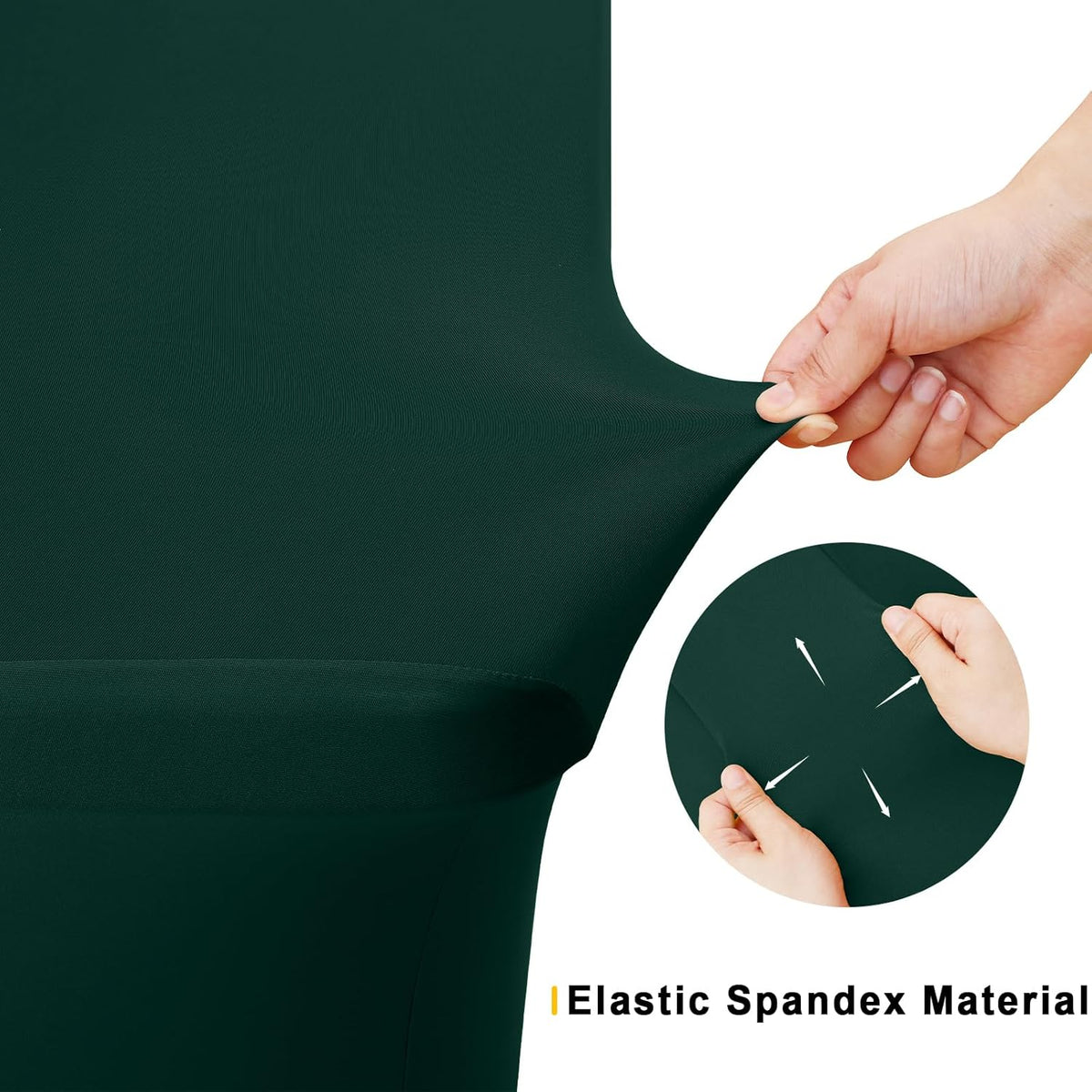 Smiry 2 Pack Spandex Table Cloth 8FT, Elastic Fitted Stretch Tablecloths, Washable and Wrinkle Free Rectangular Patio Table Cover for Outdoor, Wedding, Banquet (Hunter Green, 96Lx30Wx30H Inch)