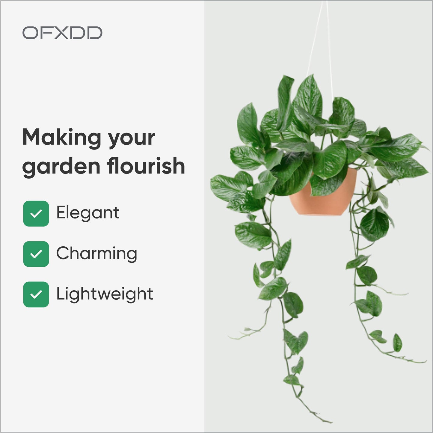 OFXDD Plant Hangers - Pack of 3 - Plastic Flower Basket Hanging - Decorative Plants Pots with Hook - Outdoor Planters Lantern Hanger