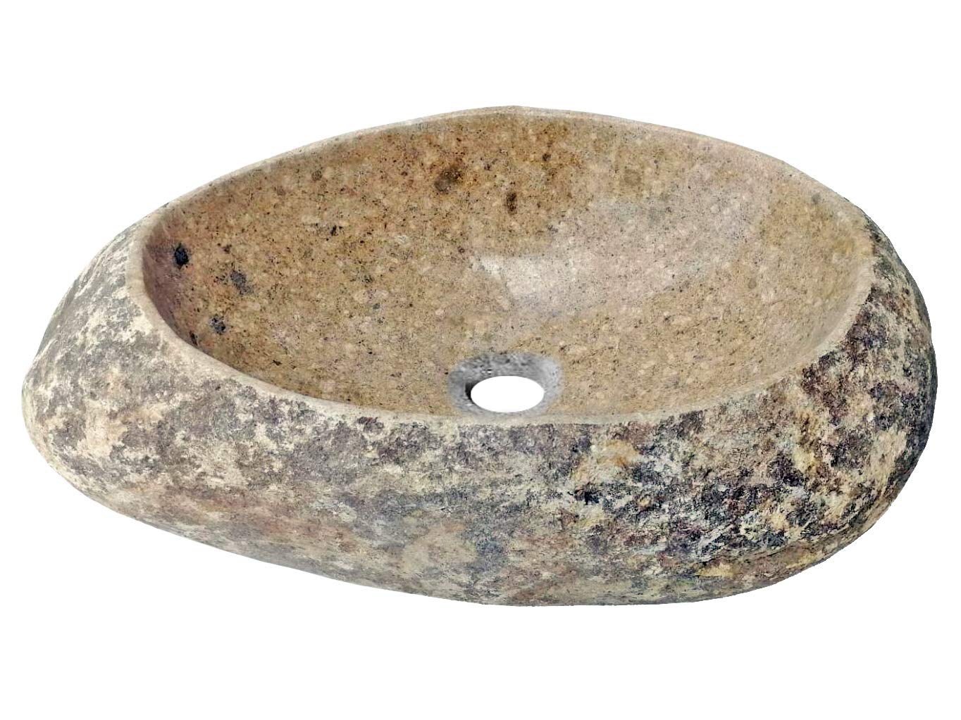 Eden Bath River Rock Boulder Variable Shaped Vessel Sink, Polished Stone Basin with Natural Exterior