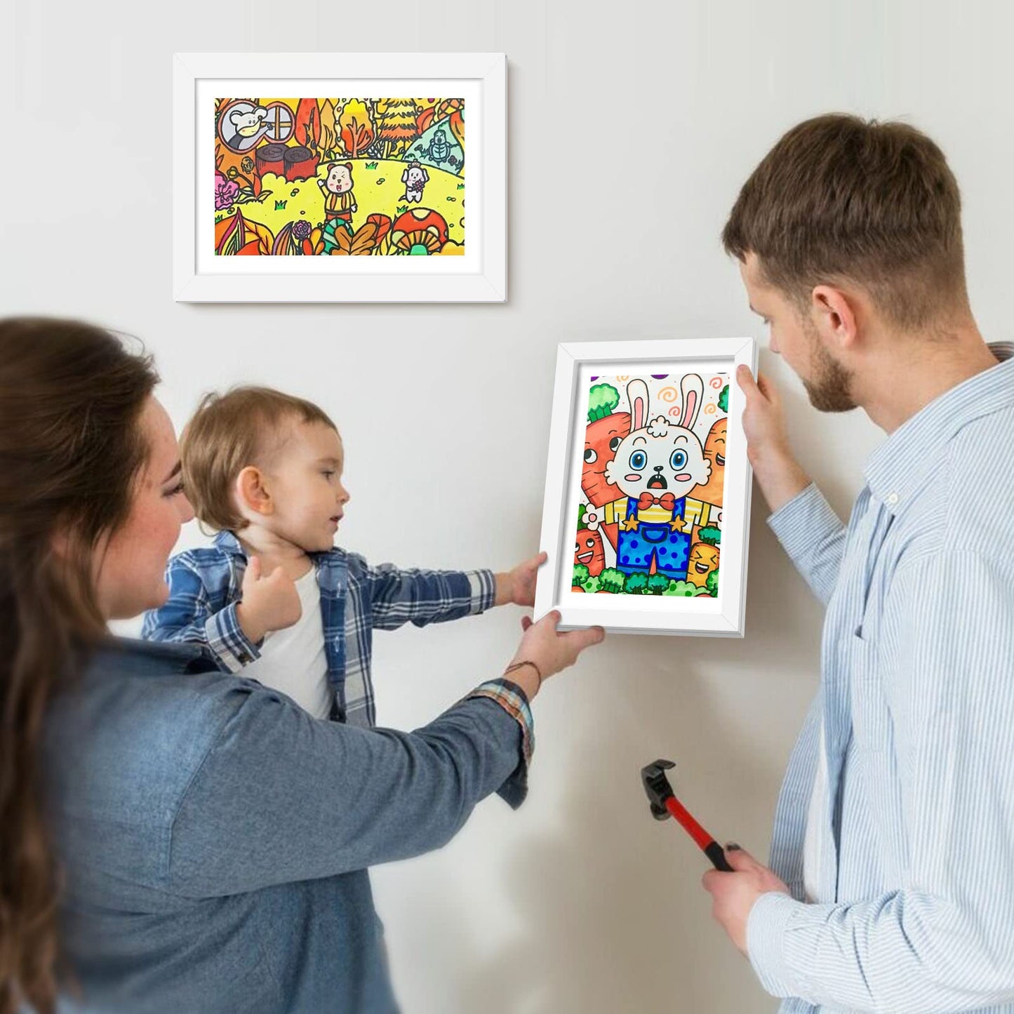 IMMERROT 4 Pack Kids Art Frames 8.5x11 Inch Kids Artwork Flip Frame Changeable for Picture Display, Children School Drawing Projects Storage, Horizontally Vertically Wall Hanging, Front Opening, White