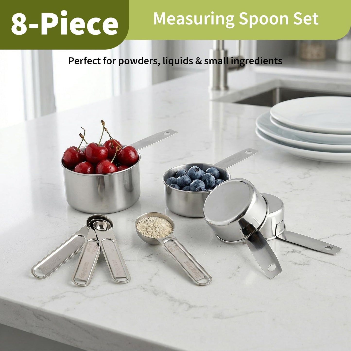Measuring Tools and Scales, 8 PCS Measuring Cups and Spoons Set, Kitchen Food Scale with Tare Function, Digital Grams and Ounces, Retractable Dual Sided Tape Measure, Ideal for Baking and Cooking