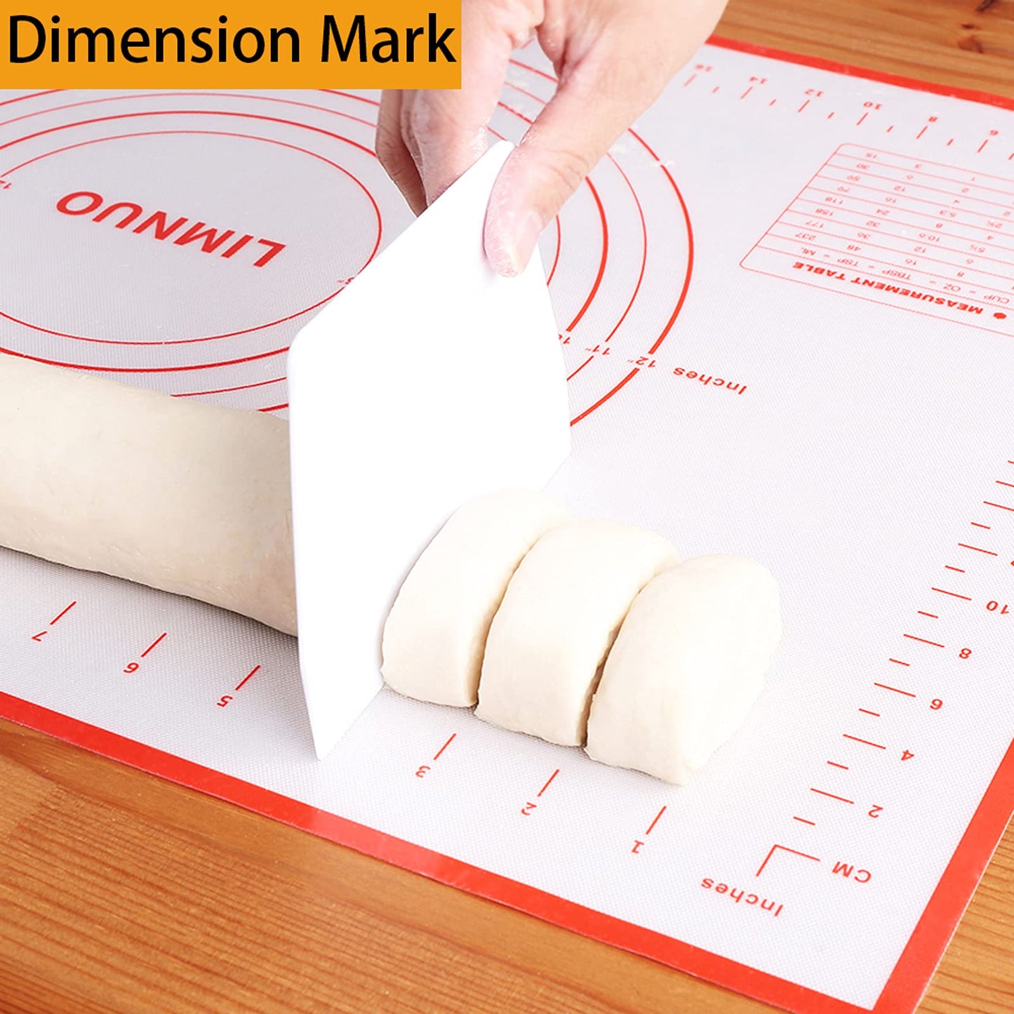Silicone Baking Mat，Non Stick Rolling Dough with Measurements for Pie Pizza Cookies Fondant Making，Extra Thick Non Slip Silicone Pastry Mat (Red, L-16"×24")