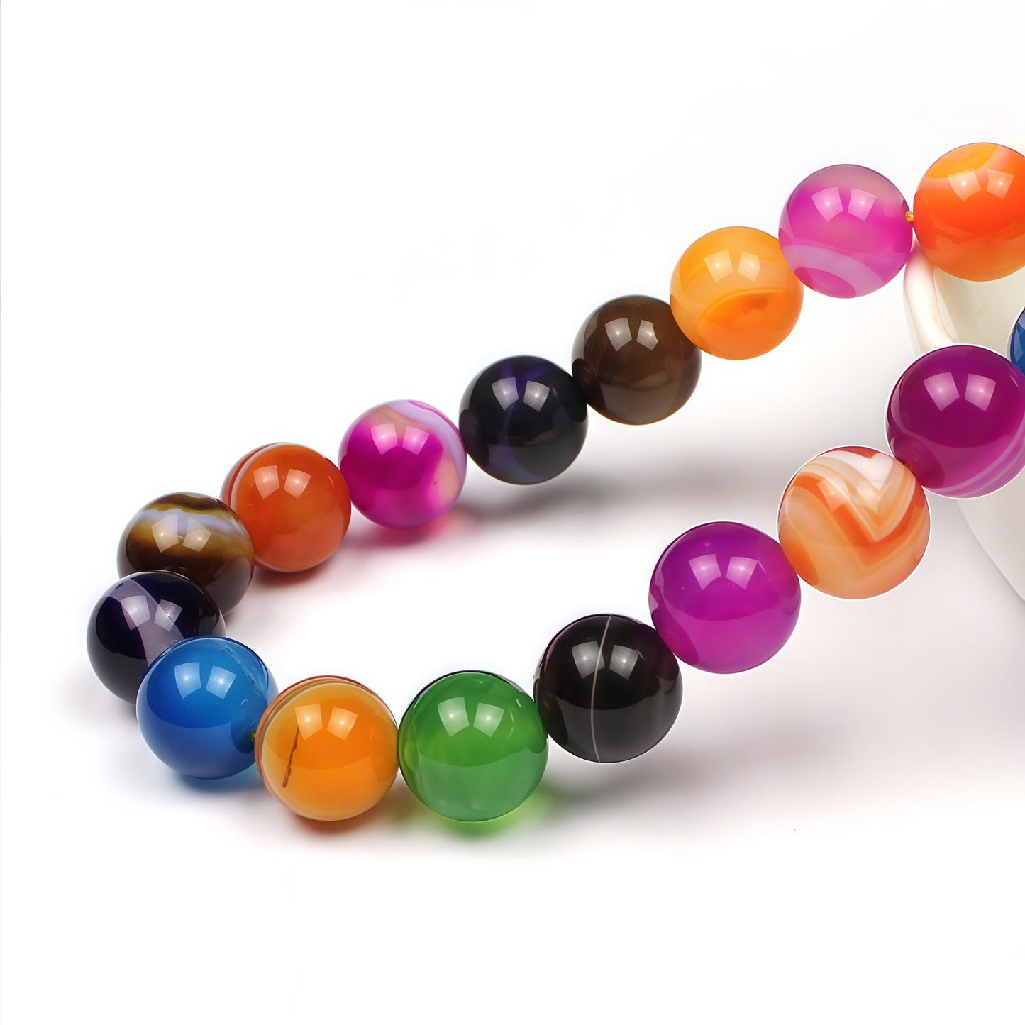 MJDCB Natural Multicolor Stripe Agate Beads Round Loose Beads for Jewelry Making DIY Bracelet Necklace (8mm)