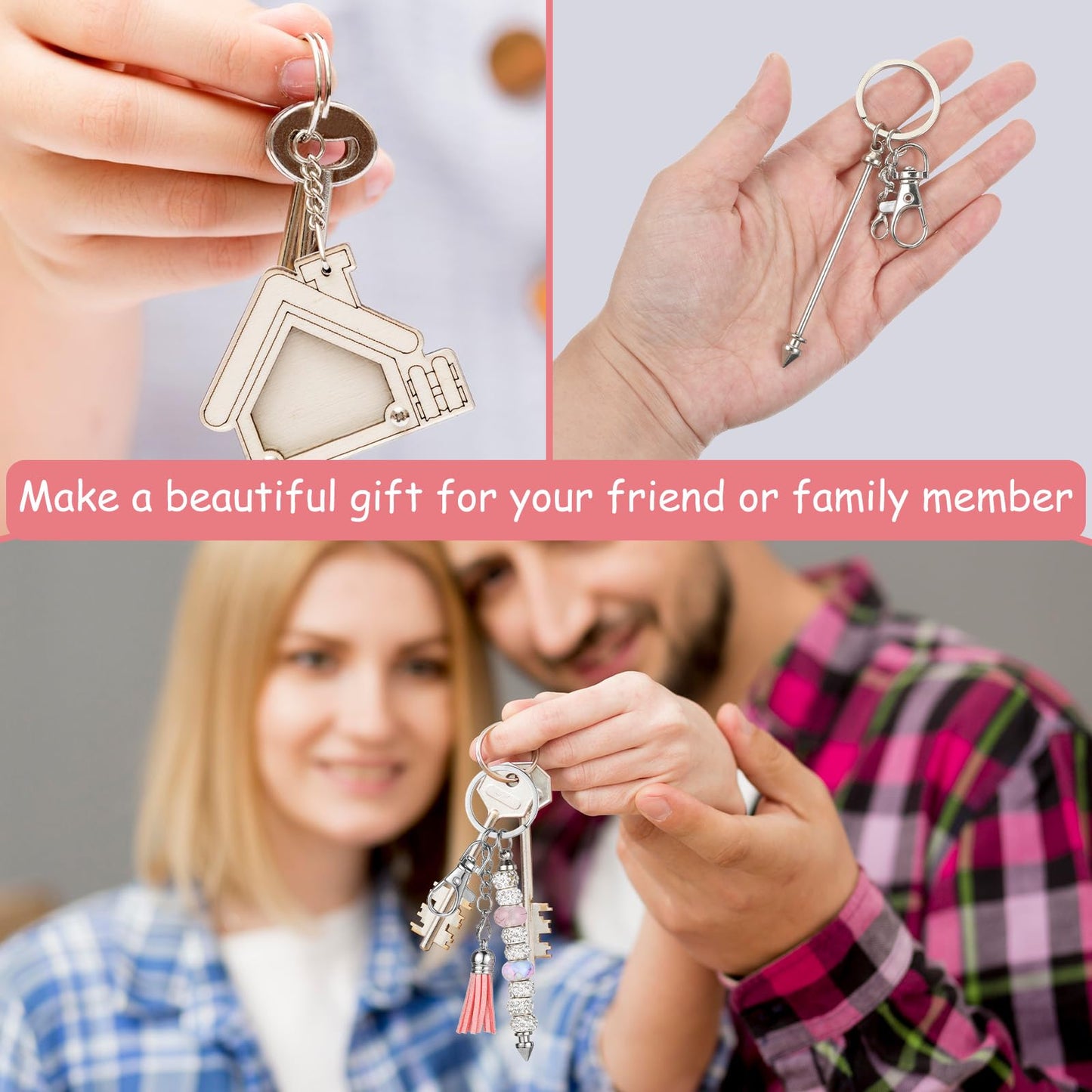 60 Pcs Beadable Keychains Bars with Tassel Silver Beads Keychain Making Kit DIY Blank Beaded Keychain with 36 Colorful Leather Tassel for Key Chain Making Supplies Jewelry Mak ing Gift