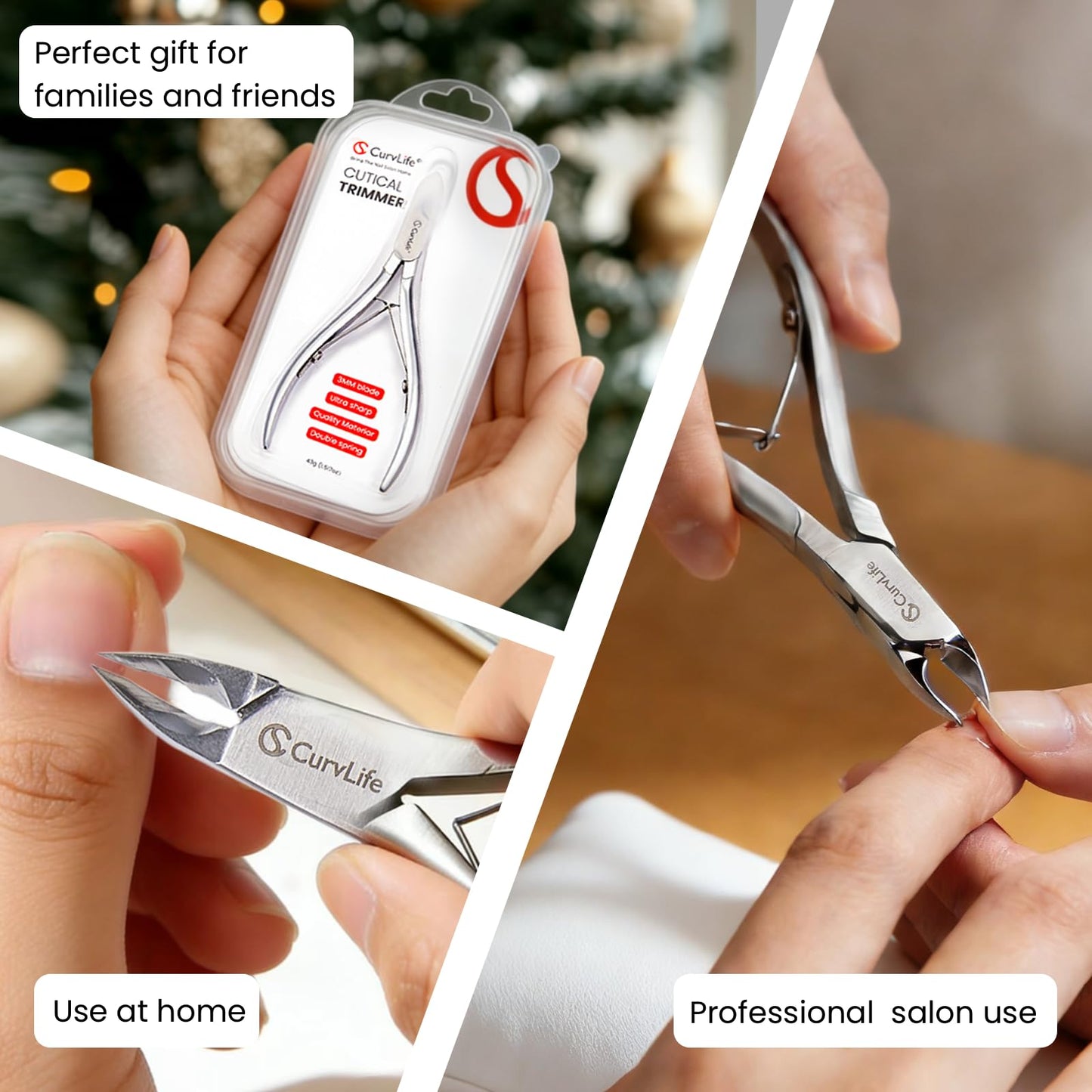 CurvLife Cuticle Nipper – 3mm Ultra-Thin Blade, Double-Spring Design, Ultra Sharp & Durable Cuticle Trimmer, Stainless Steel Nail Nipper with Ergonomic Grip Handle for Salon & Home