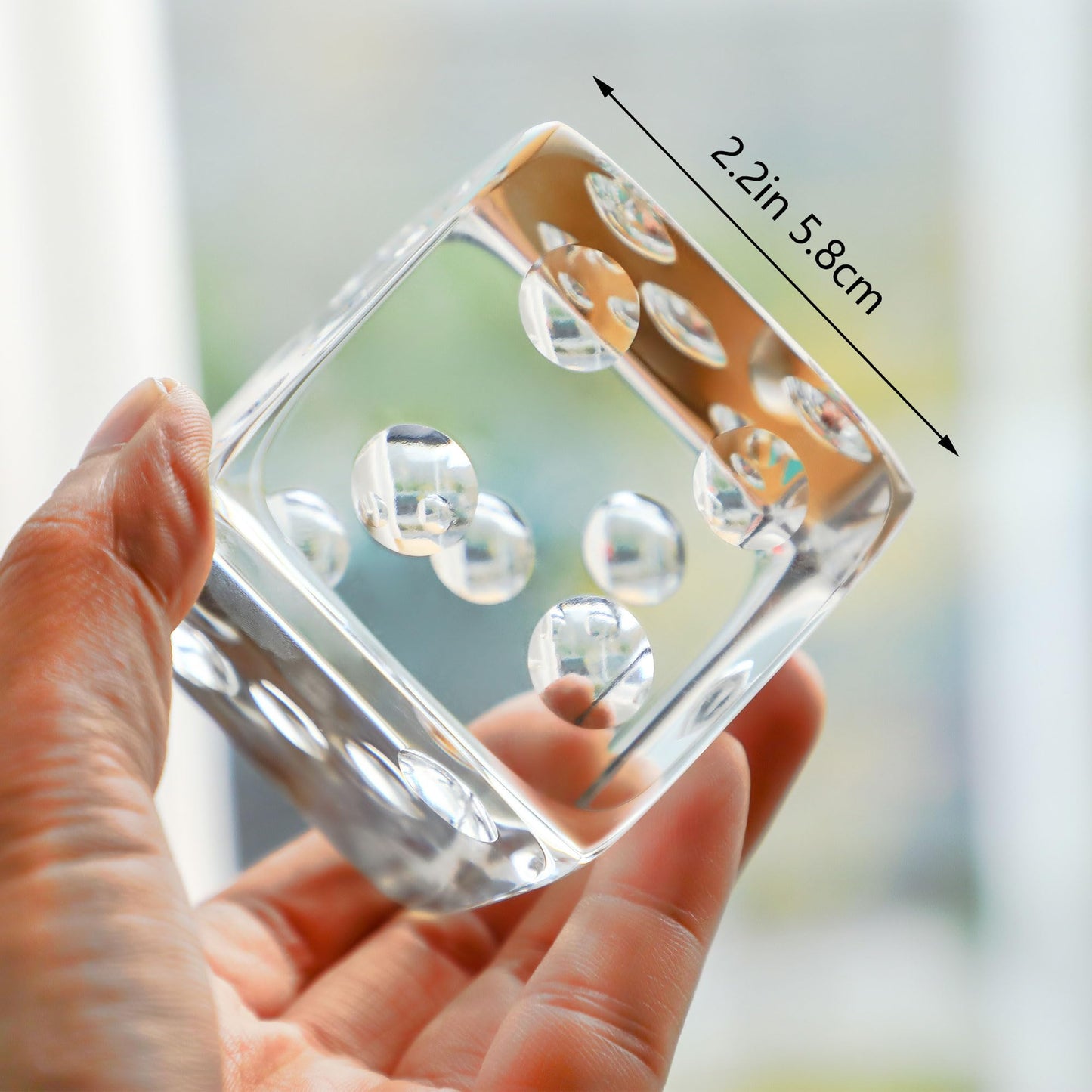 QFkris 2.2" Glass Dice Paperweight Glass Art Dice Figurine Paper Weights for Desk