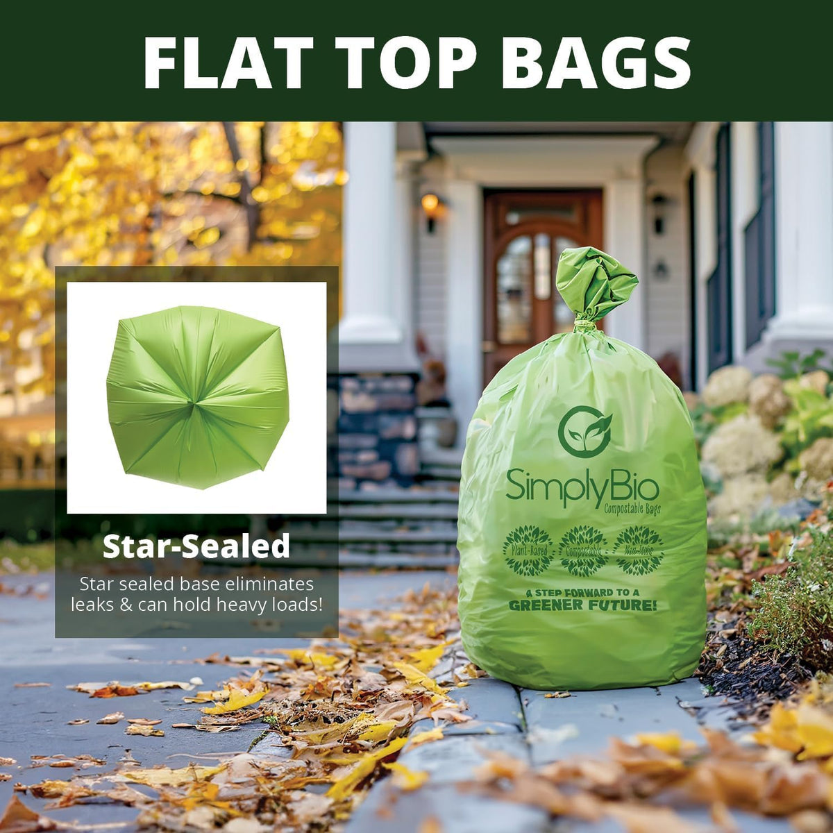 55 Gallon Compostable Trash Bags Flat (12 Count)