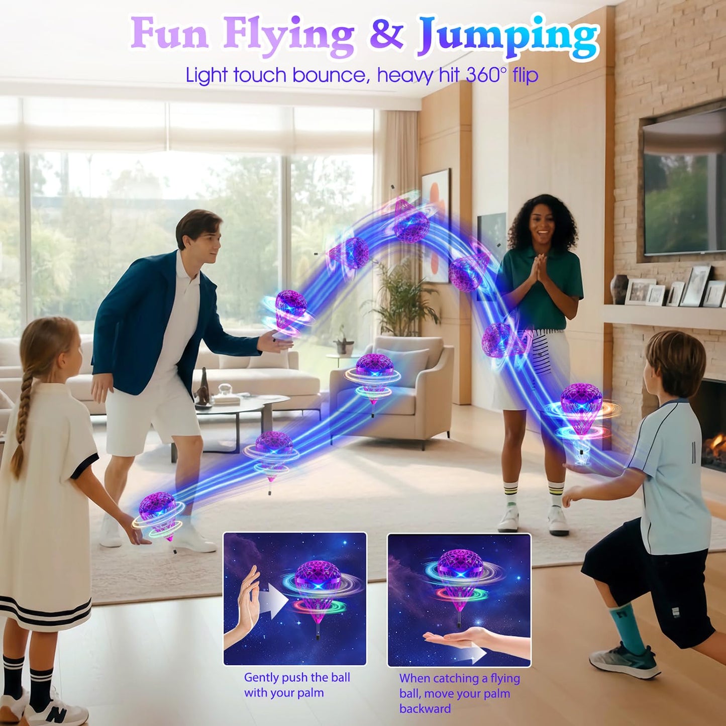 TrysGame 2025 Cosmic Globe,Hover Orb Toy with 3D Flips, Rechargeable Floating Spinner for 6 7 8 9 10 11 12 Years Old Boy&Girls Indoor/Outdoor (Purle)
