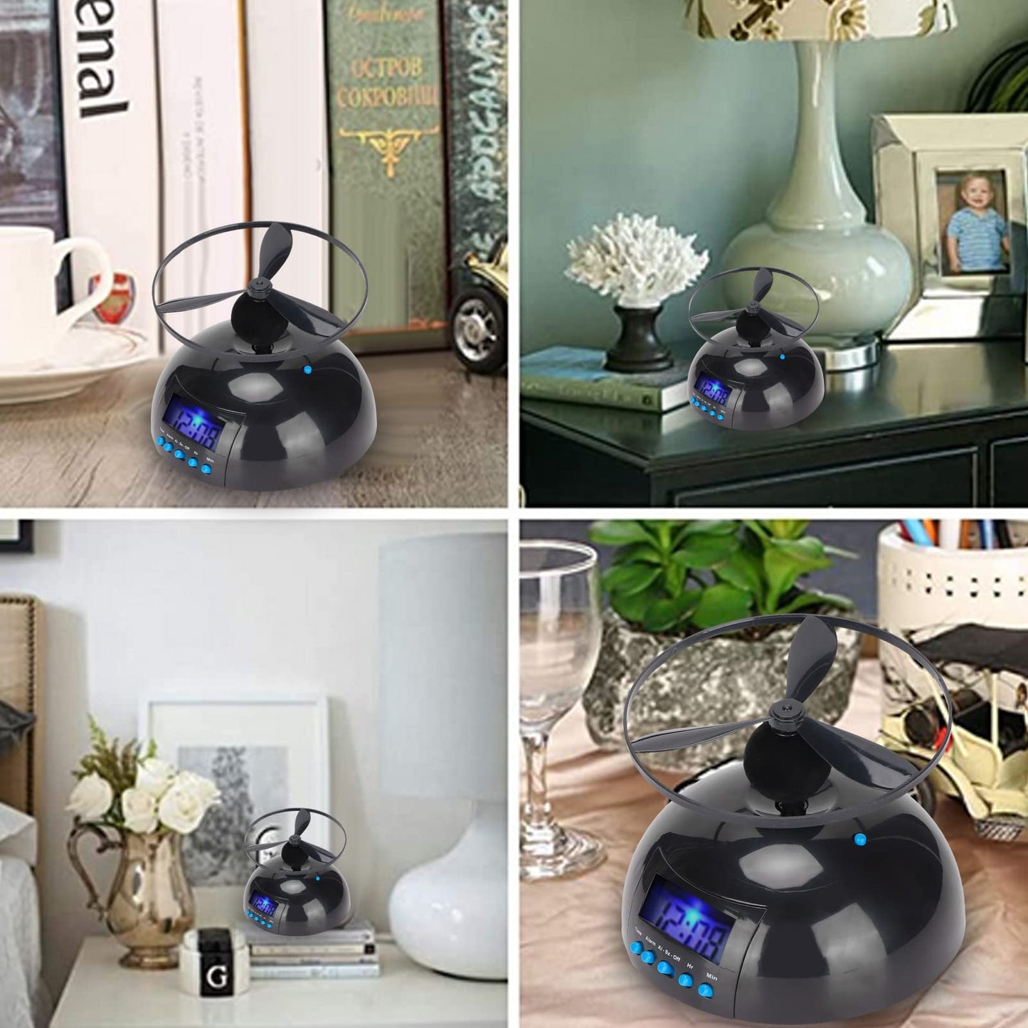 Kafuty-1 Novelty Digital LED Alarm Clock,Gadget Run Away Flying Alarm Clock for Bedroom/Office/Home/School,Rolling Helicopter Chopper Propeller Clock Creative Gift