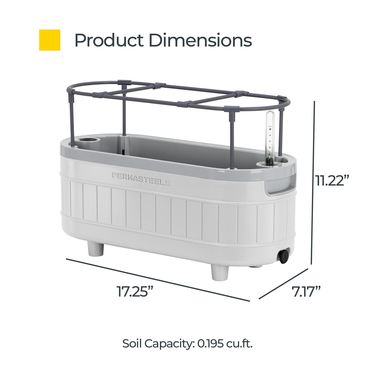 Permasteel Herb Garden Planter with Trellis Support, Self-Watering System with Water Level Indicator, Fits Multiple Herb Plants, for Basil, Flowers, Succulents, Indoor & Outdoor, White