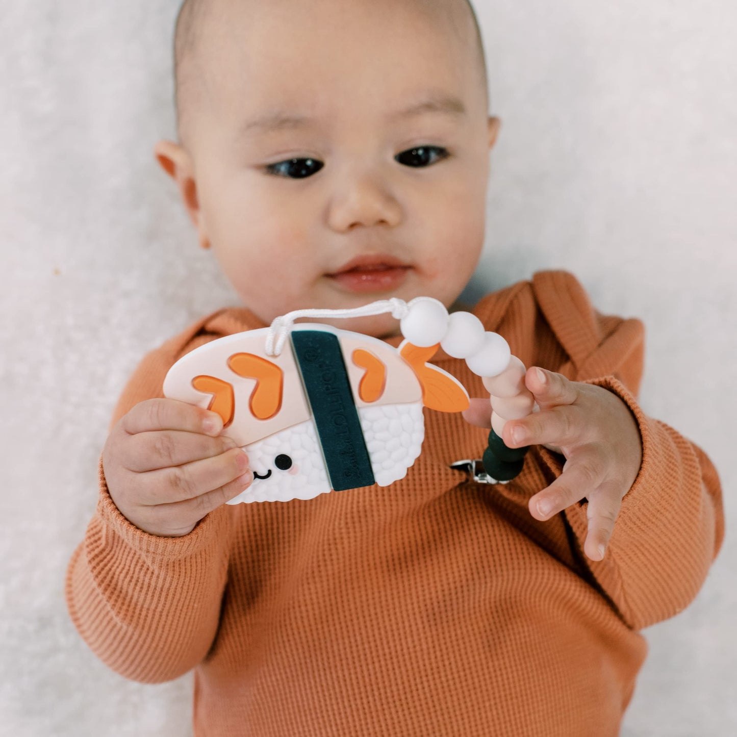 Silicone Teether – Food-Grade, BPA-Free Teething Relief Toy for Babies – Safe, Durable & Easy-to-Hold Infant Teether – Textured Sensory Toy for Soothing Sore Gums - EBI Sushi