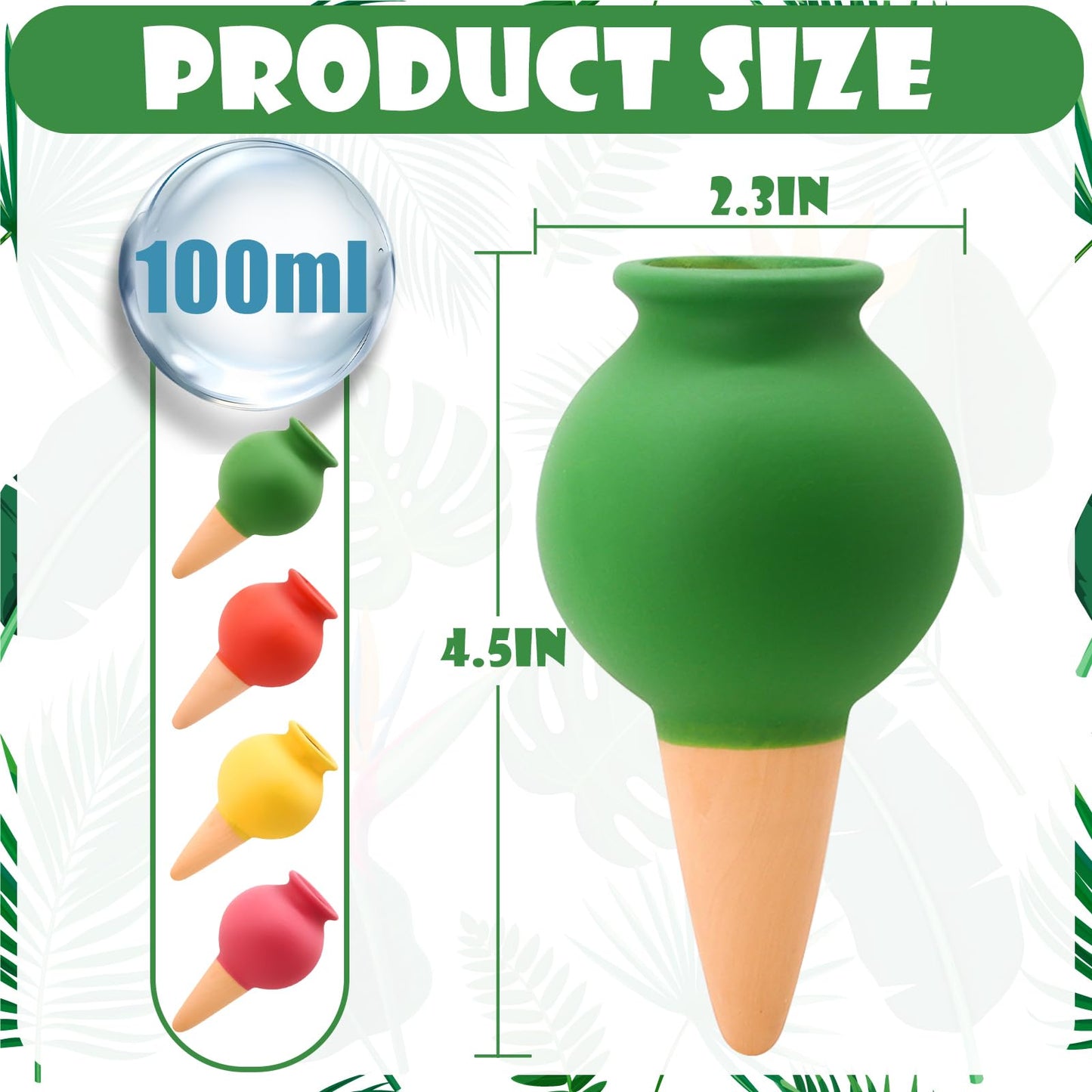 4 Pack Terracotta Watering Spikes, Self Watering Globes, Slow Release Self Watering Planter Insert, Plant Watering Globes for Indoor and Outdoor Plants