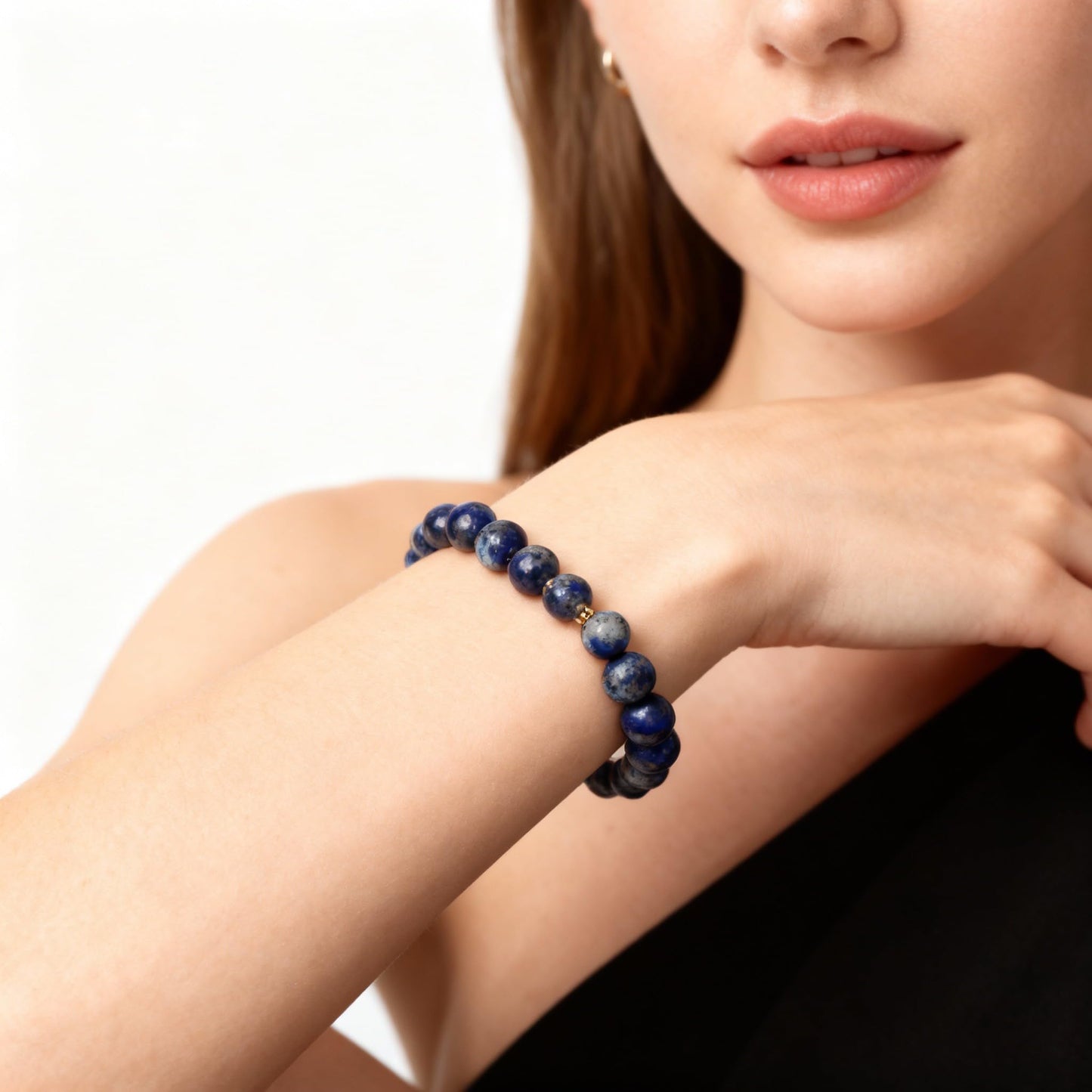The Vida Handmade AAA+ Quality Crystal Stretch Elastic Bracelet - Nature Gemstone - Jewelry Gift - Holiday Gift - For Women & Men (Lapis Lazuli)