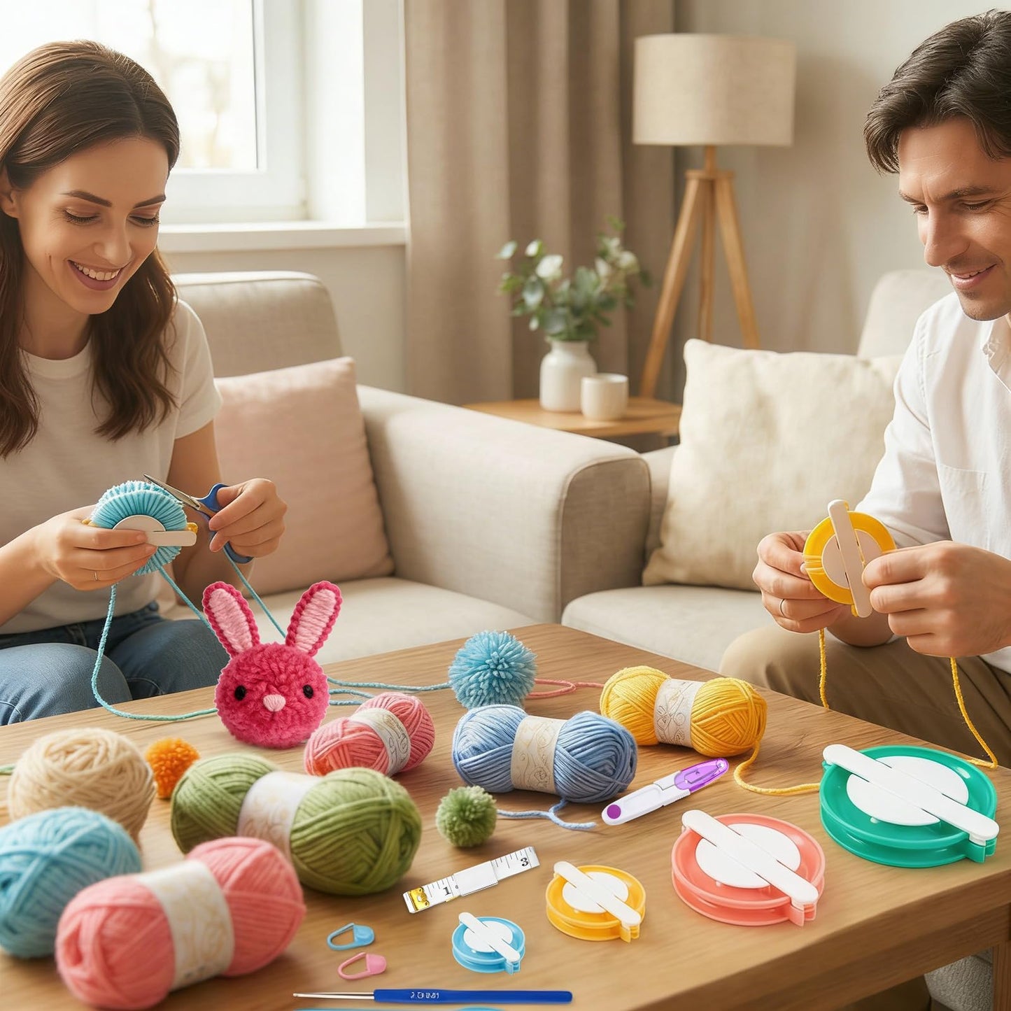 Supkiir 16 Pcs Pompom Makers for Yarn, 4 Sizes Pom Pom Makers with Scissor Accessories, DIY Fluff Ball Weaver for DIY Wool Yarn Knitting Craft Project and Crochet Knitting